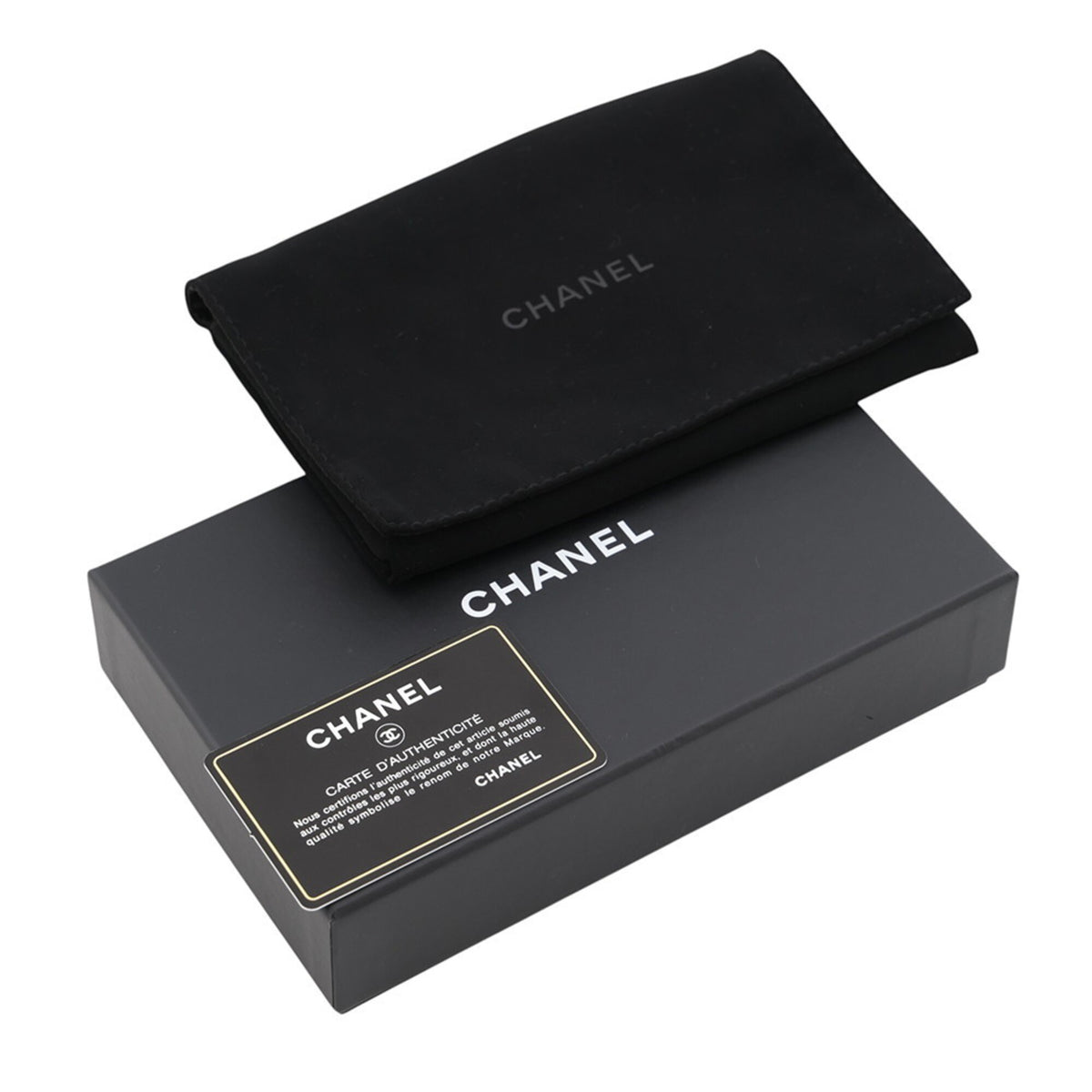 Chanel Dark Green Leather Long Wallet (Bi-Fold) (Pre-Owned)