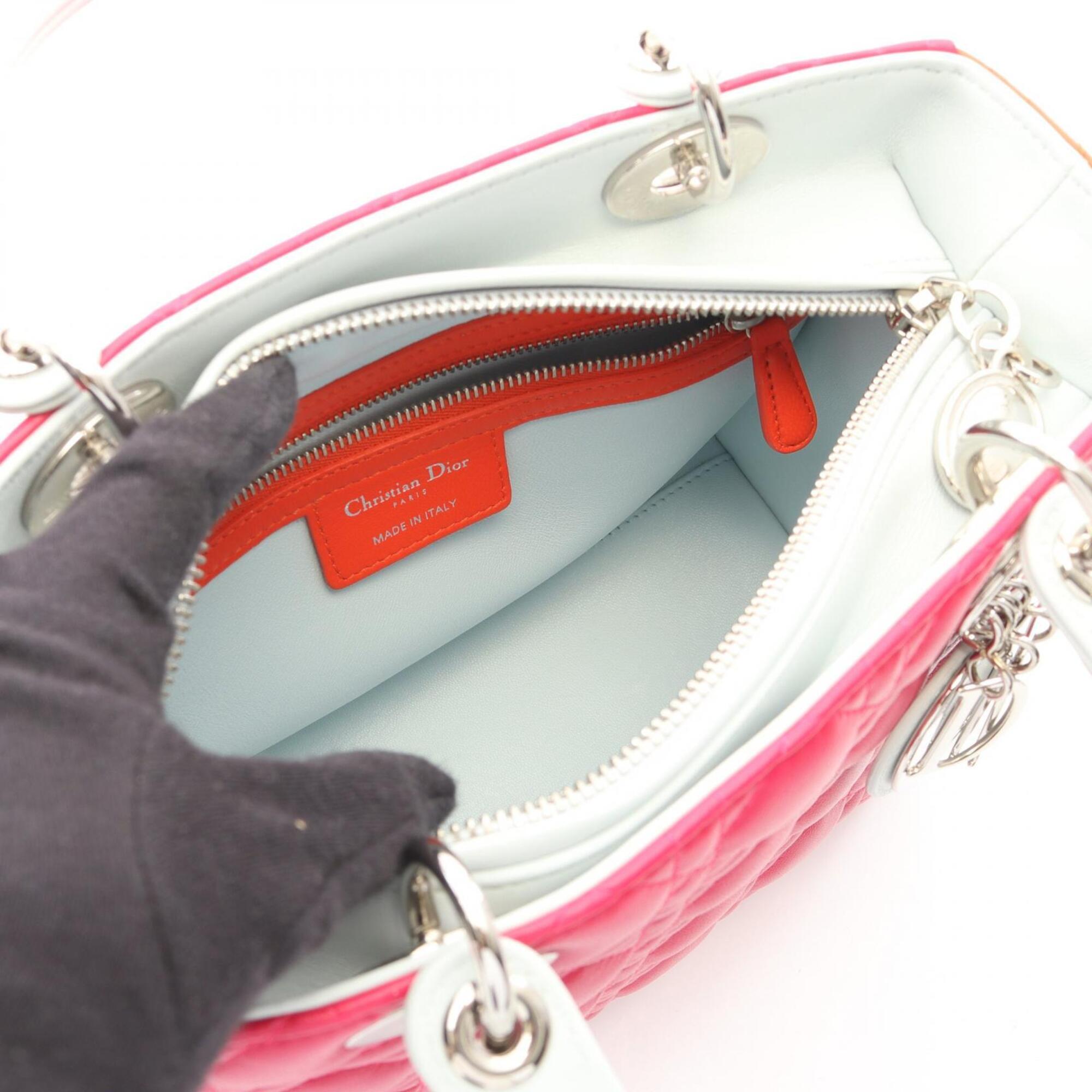 Christian Dior Blue Orange Pink Leather Handbag (Pre-Owned)