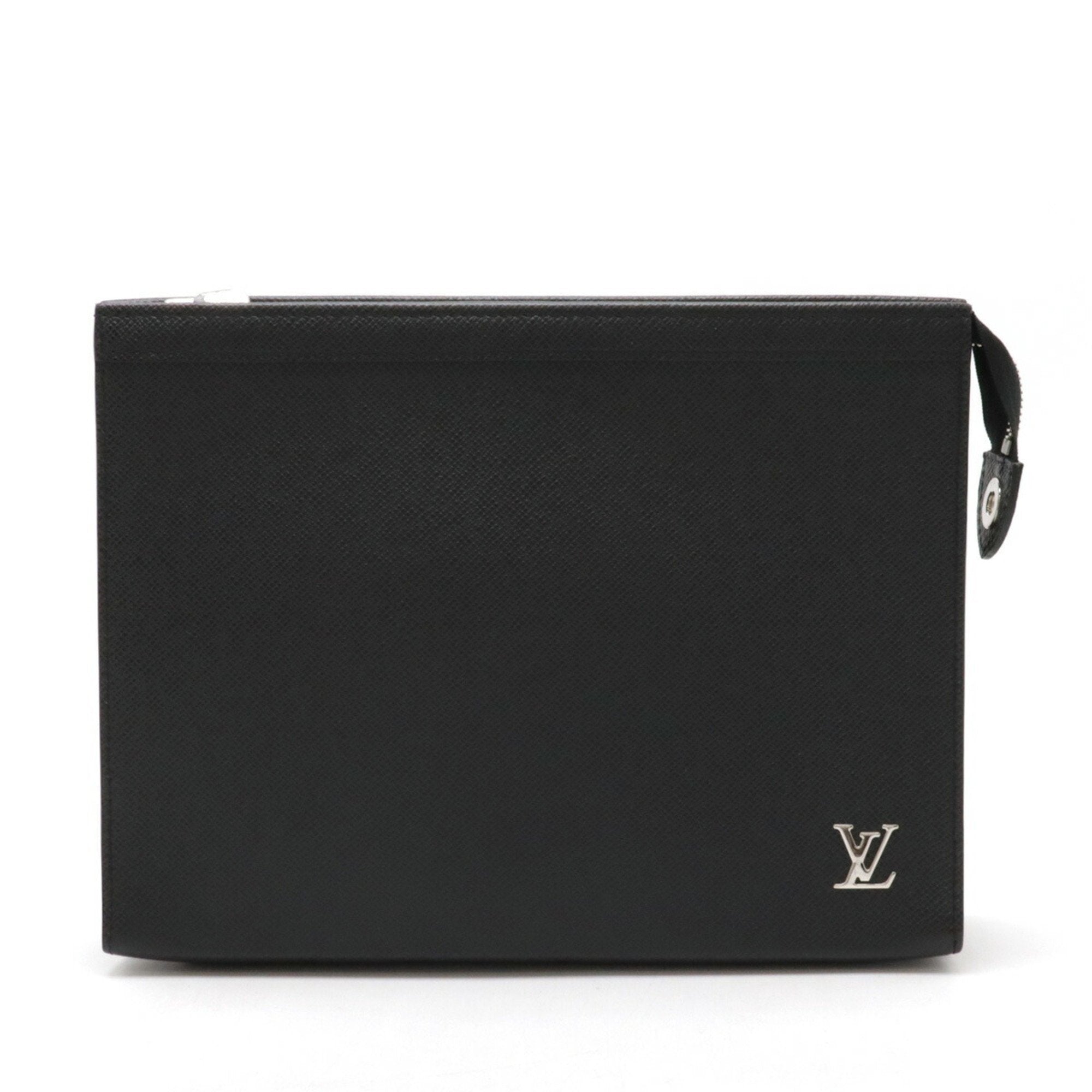Louis Vuitton Black Noir Taiga Leather Clutch Bag Pochette (Pre-Owned)