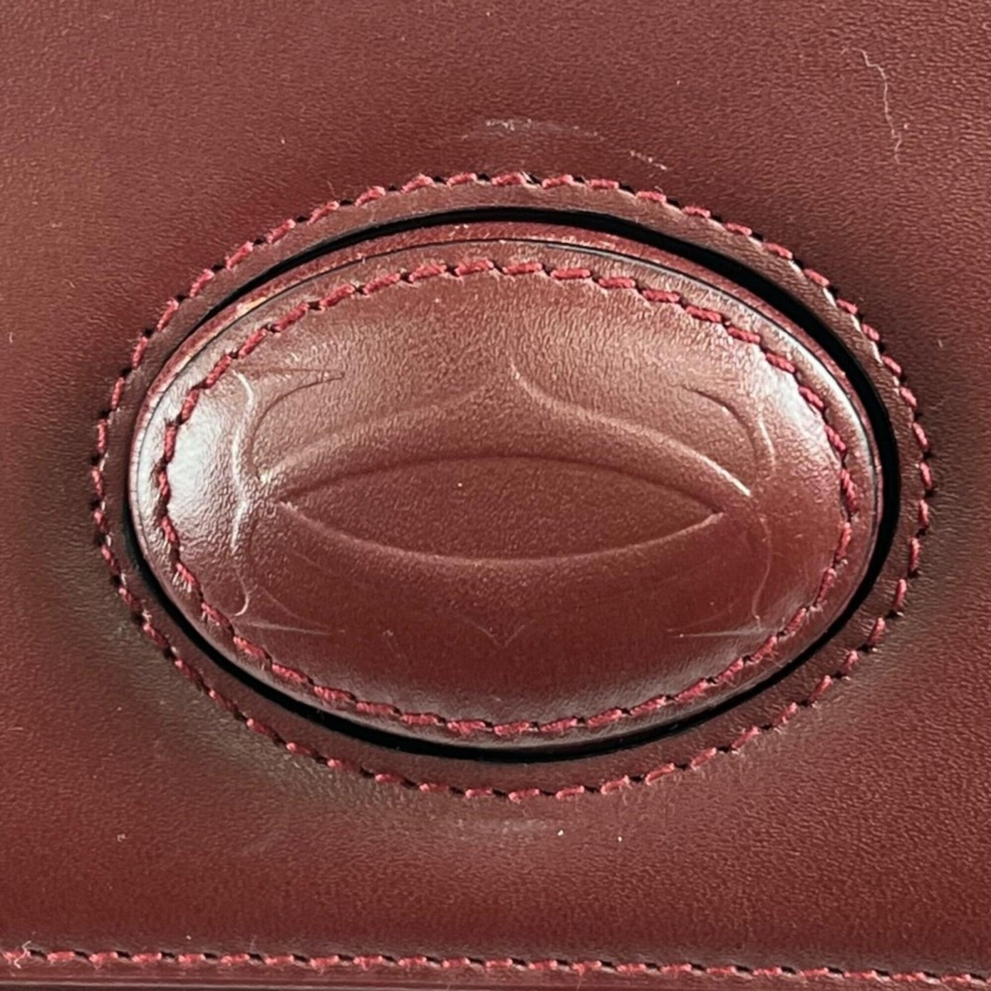 Cartier Bordeaux Leather Handbag (Pre-Owned)