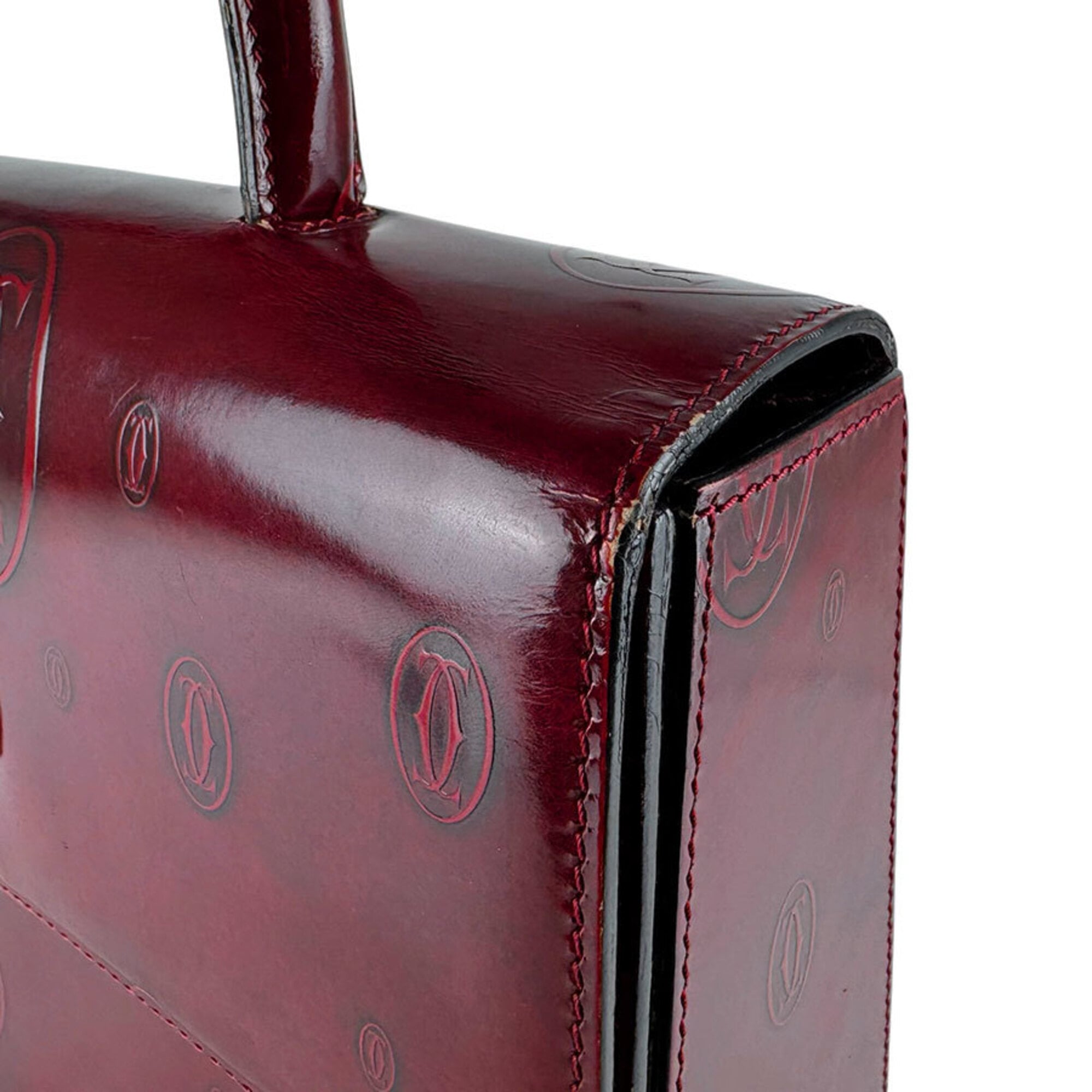 Cartier Bordeaux Leather Handbag (Pre-Owned)