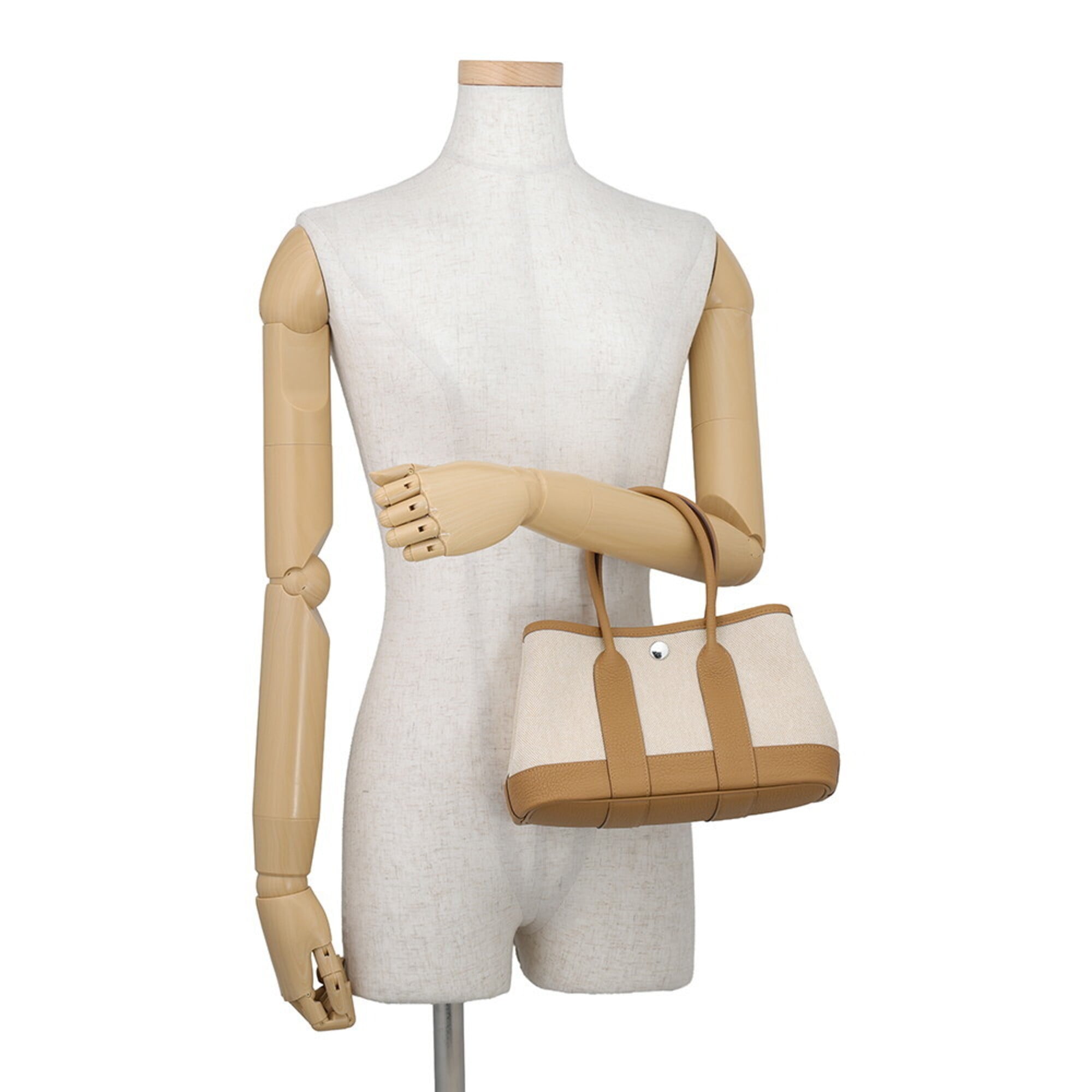 Hermes Brown Ecru Negonda Leather Toile H Tote Bag (Pre-Owned)