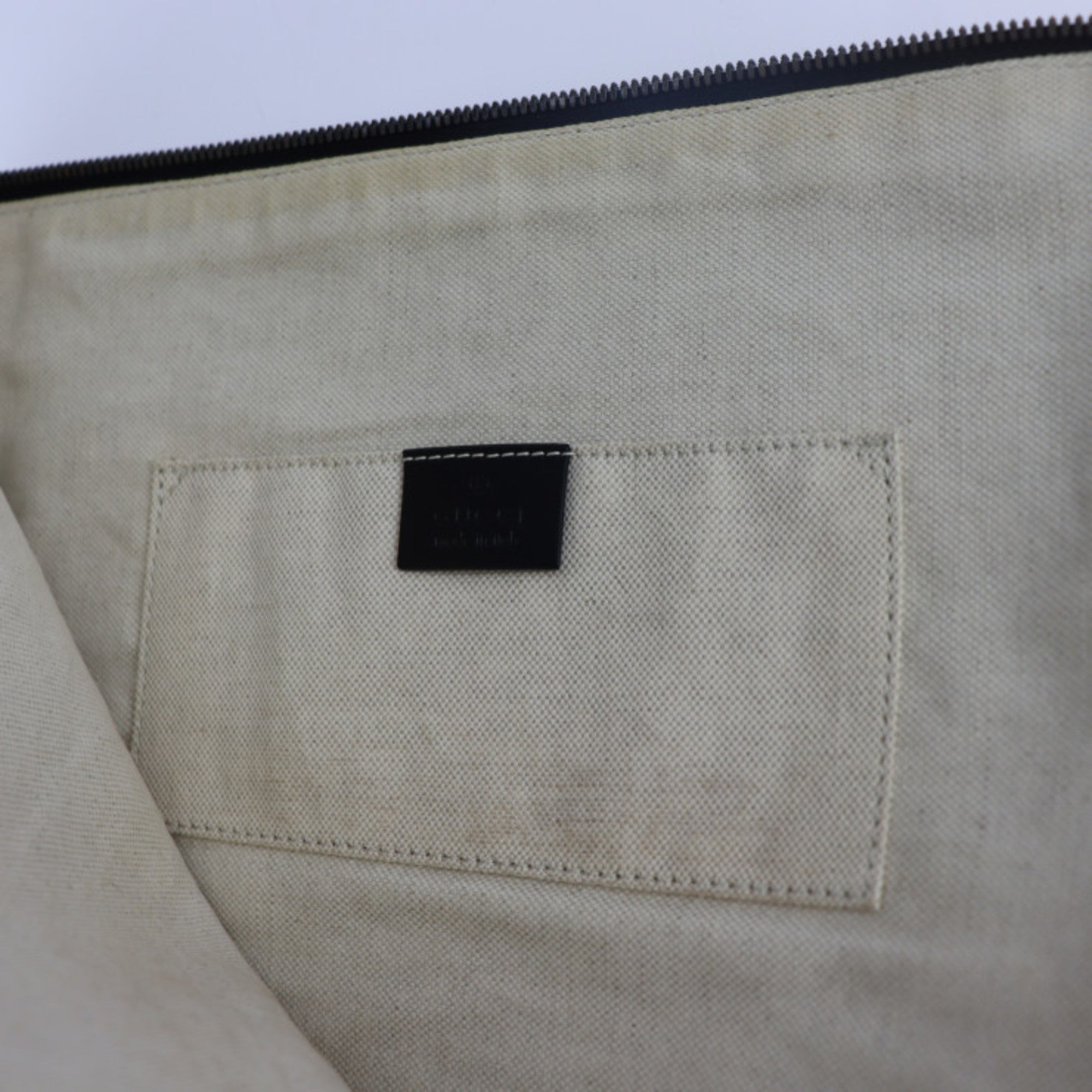 Gucci Gray Canvas Clutch Bag Handbag Pouch (Pre-Owned)