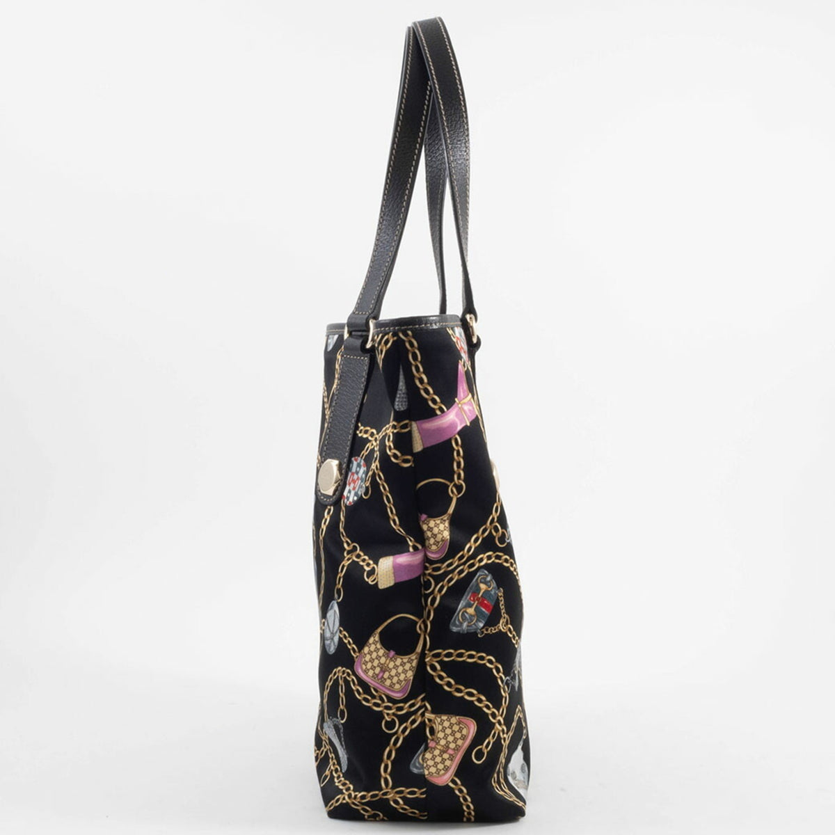Gucci Multi-Color Satin Leather Tote Bag (Pre-Owned)