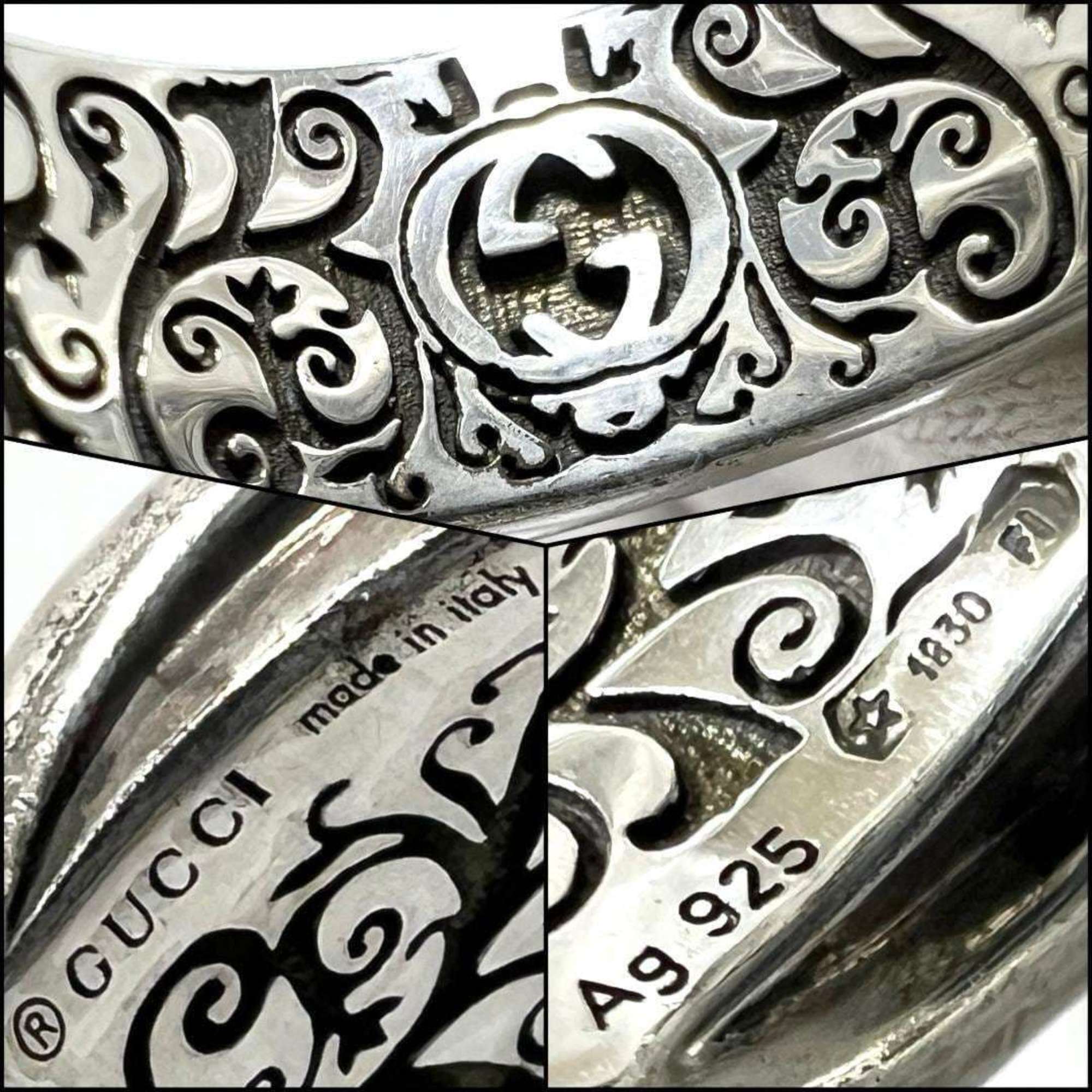 Gucci Blue Enamel Silver 925 Band Ring (Pre-Owned)