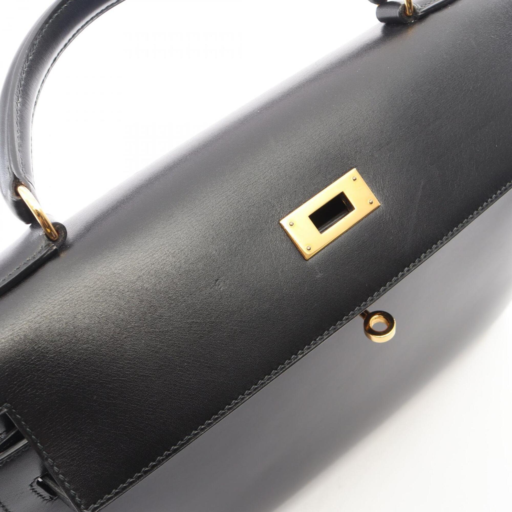 Hermes Black Box Calf Leather Handbag (Pre-Owned)