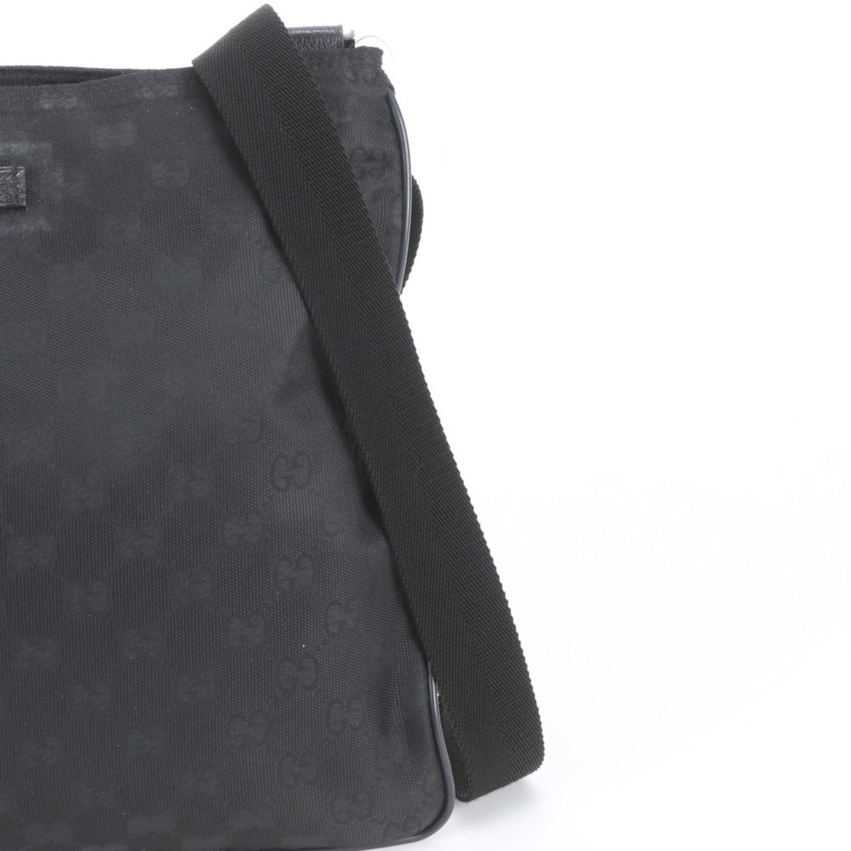 Gucci Black Leather Nylon Messenger Bag Shoulder Bag Tote Bag (Pre-Owned)