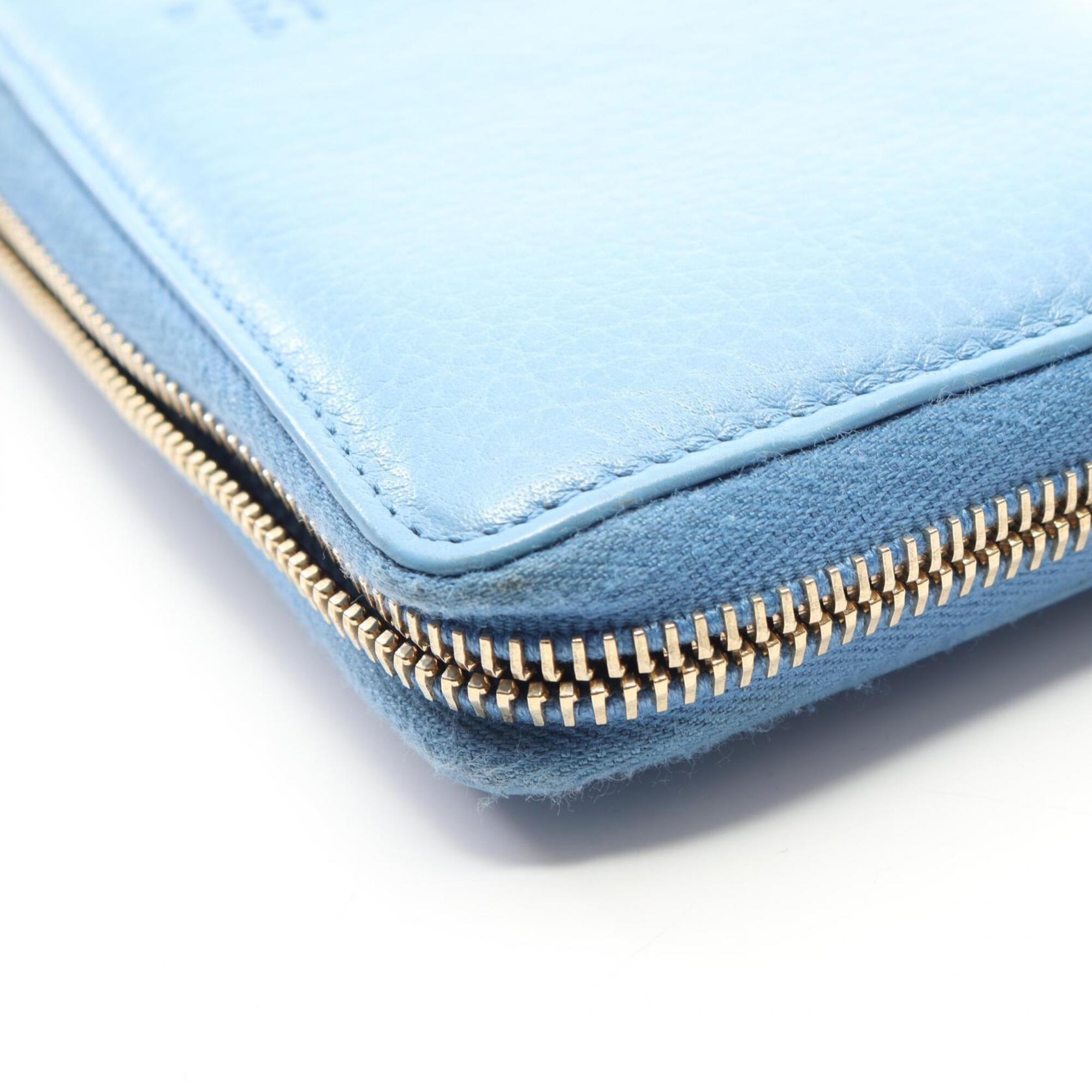 Gucci Blue Leather Long Wallet (Bi-Fold) (Pre-Owned)