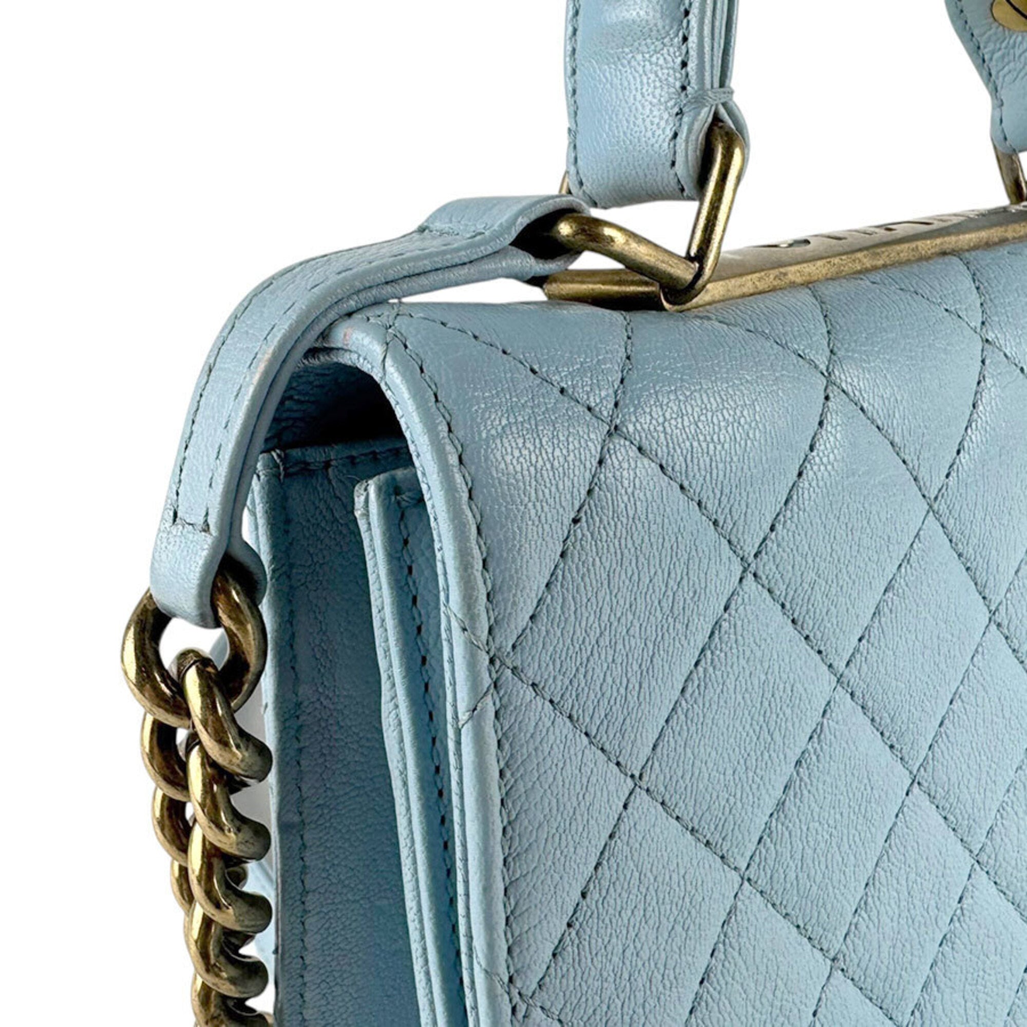 Chanel Blue Leather Handbag Shoulder Bag (Pre-Owned)