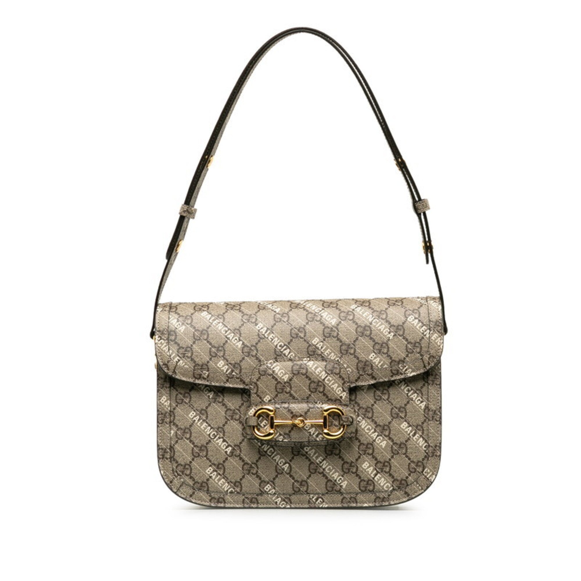 Gucci Horsebit Beige Pvc Leather Shoulder Bag (Pre-Owned)