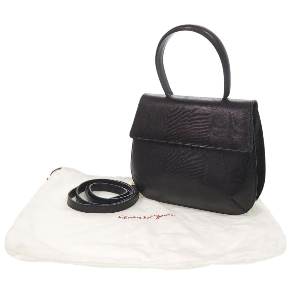 Salvatore Ferragamo Black Leather Handbag (Pre-Owned)