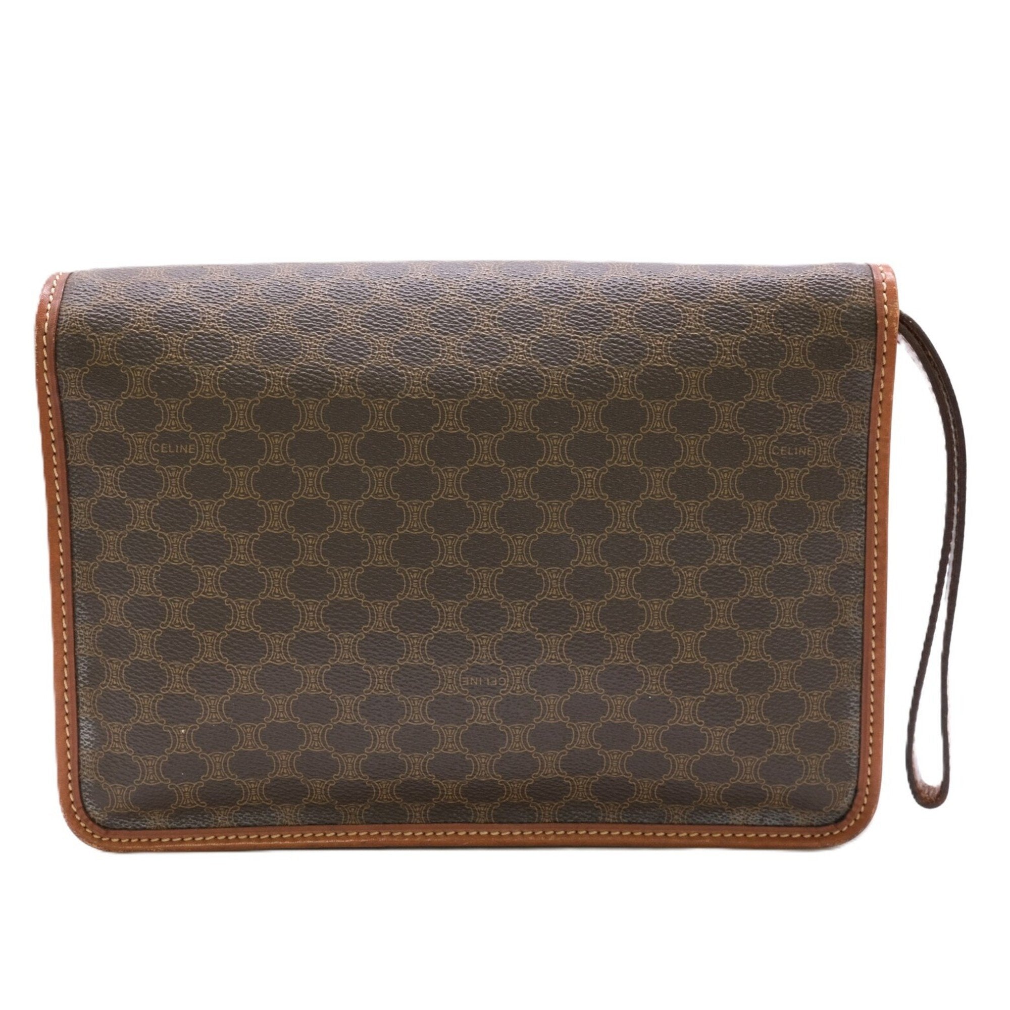 Celine Brown Pvc Leather Clutch Bag (Pre-Owned)