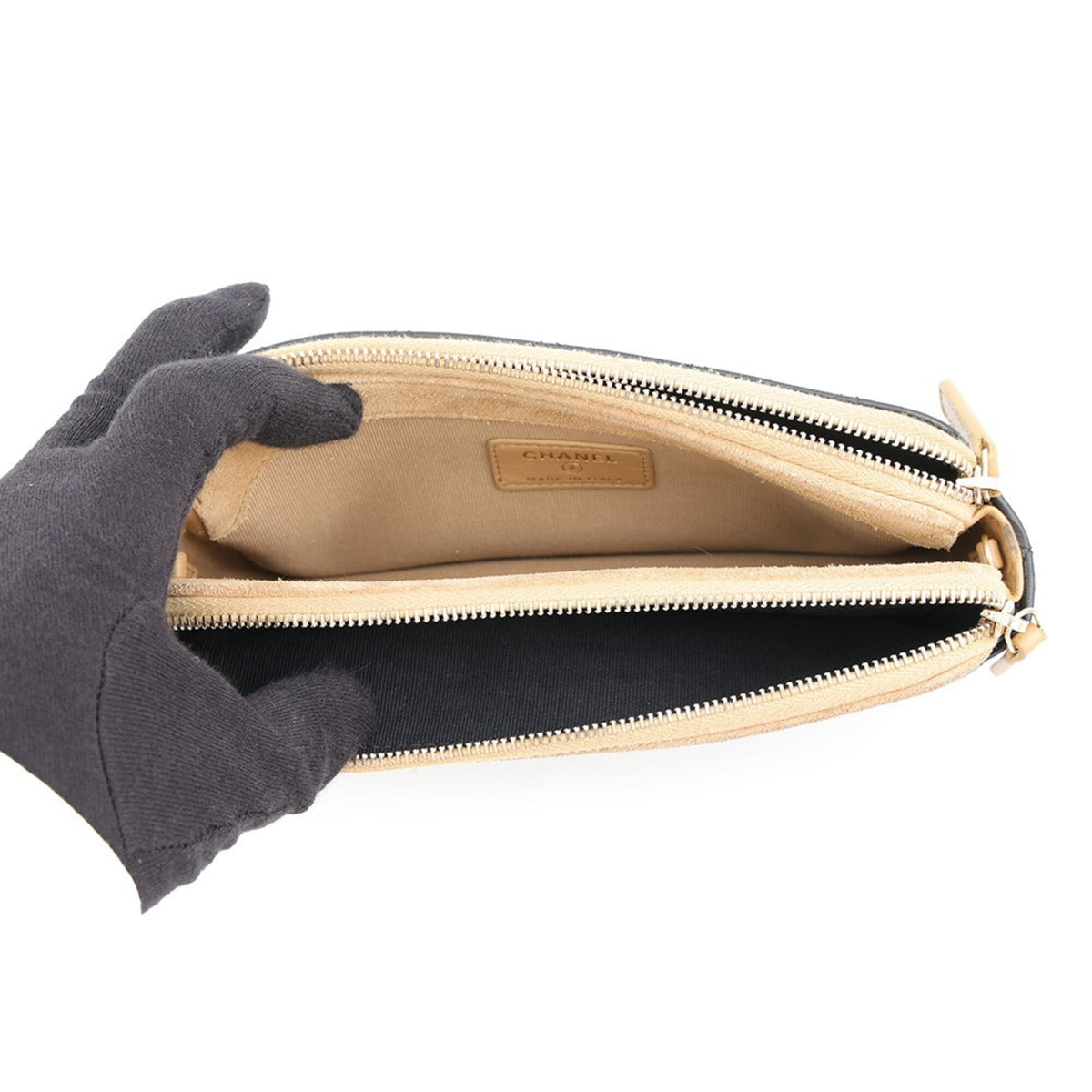 Chanel Matelasse Beige Black Suede Leather Handbag Shoulder Bag (Pre-Owned)