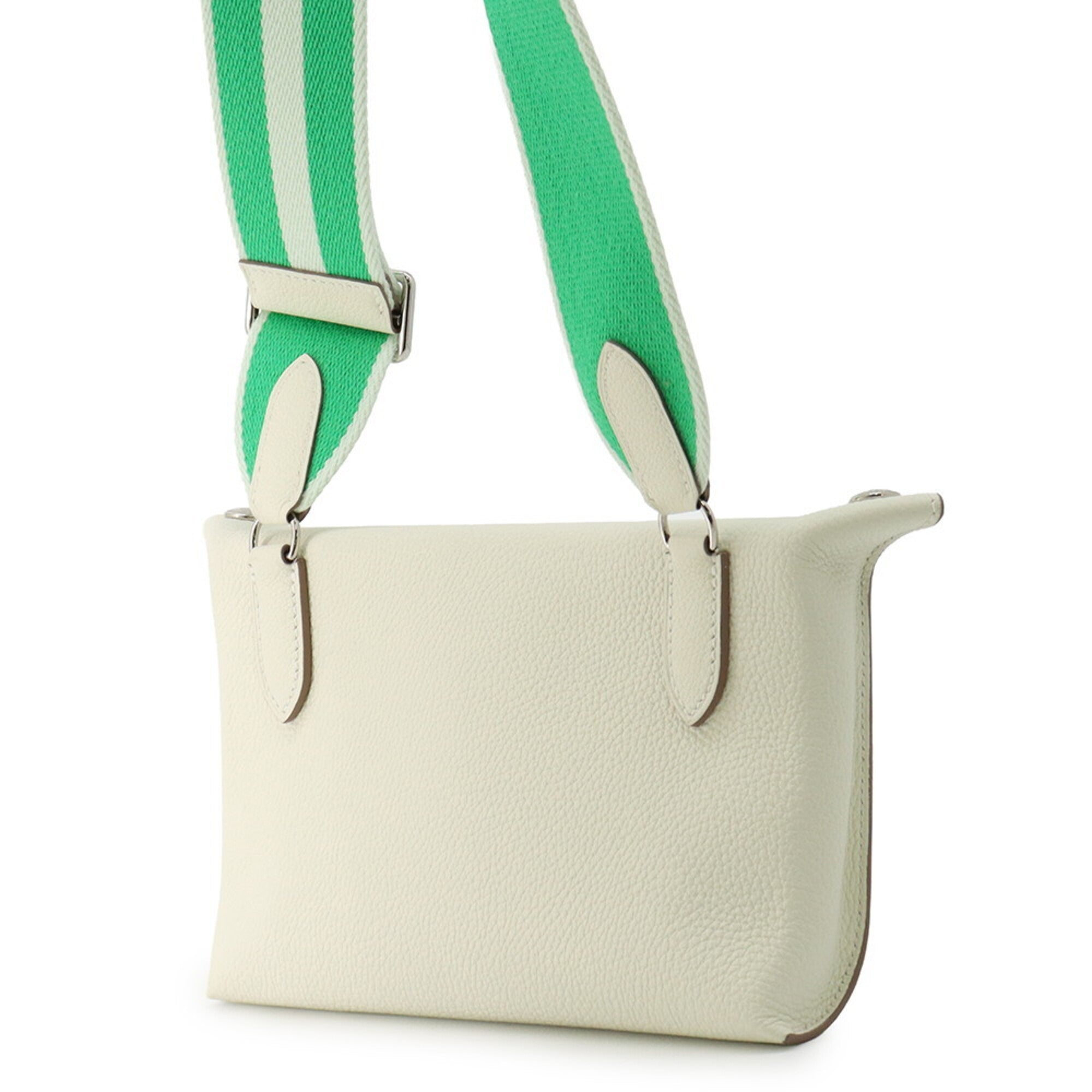 Hermes Green White Togo Leather Handbag Shoulder Bag (Pre-Owned)