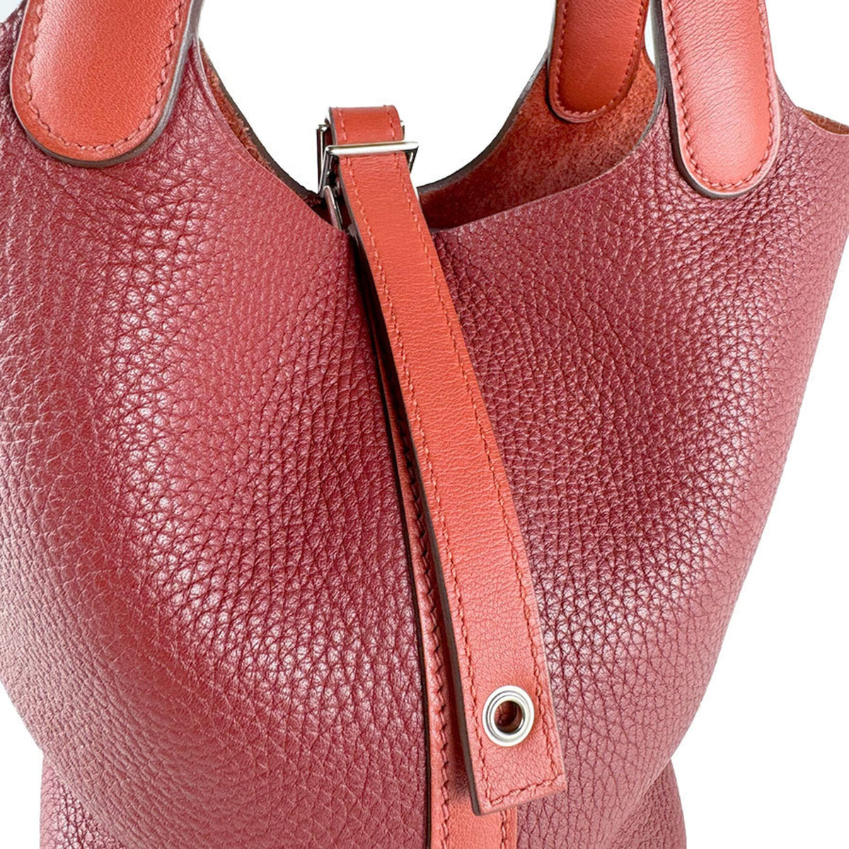 Hermes Brique Rouge H Taurillon Clemence Leather Handbag (Pre-Owned)