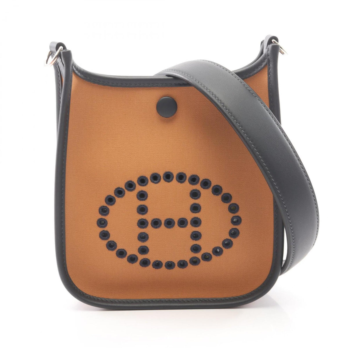 Hermes Brown Cassis Navy Canvas Leather Shoulder Bag (Pre-Owned)