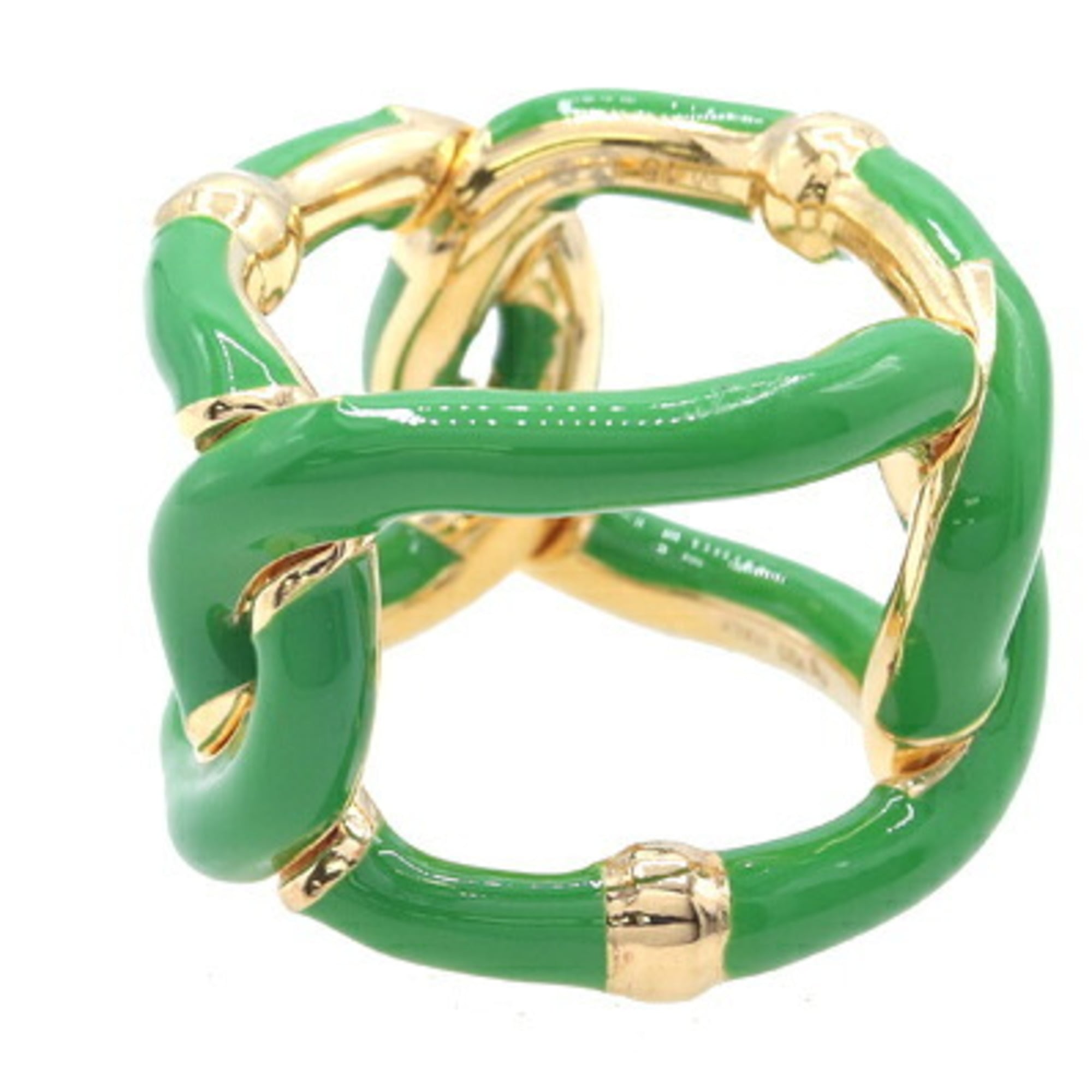 Bottega Veneta Gold Enamel Sterling Silver 925 Band Ring (Pre-Owned)