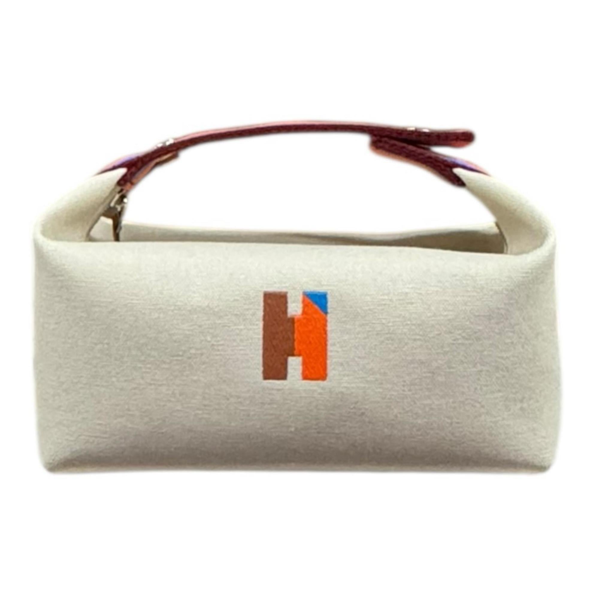 Hermes Blue Brown Multi-Color Natural Orange White Cotton Handbag (Pre-Owned)
