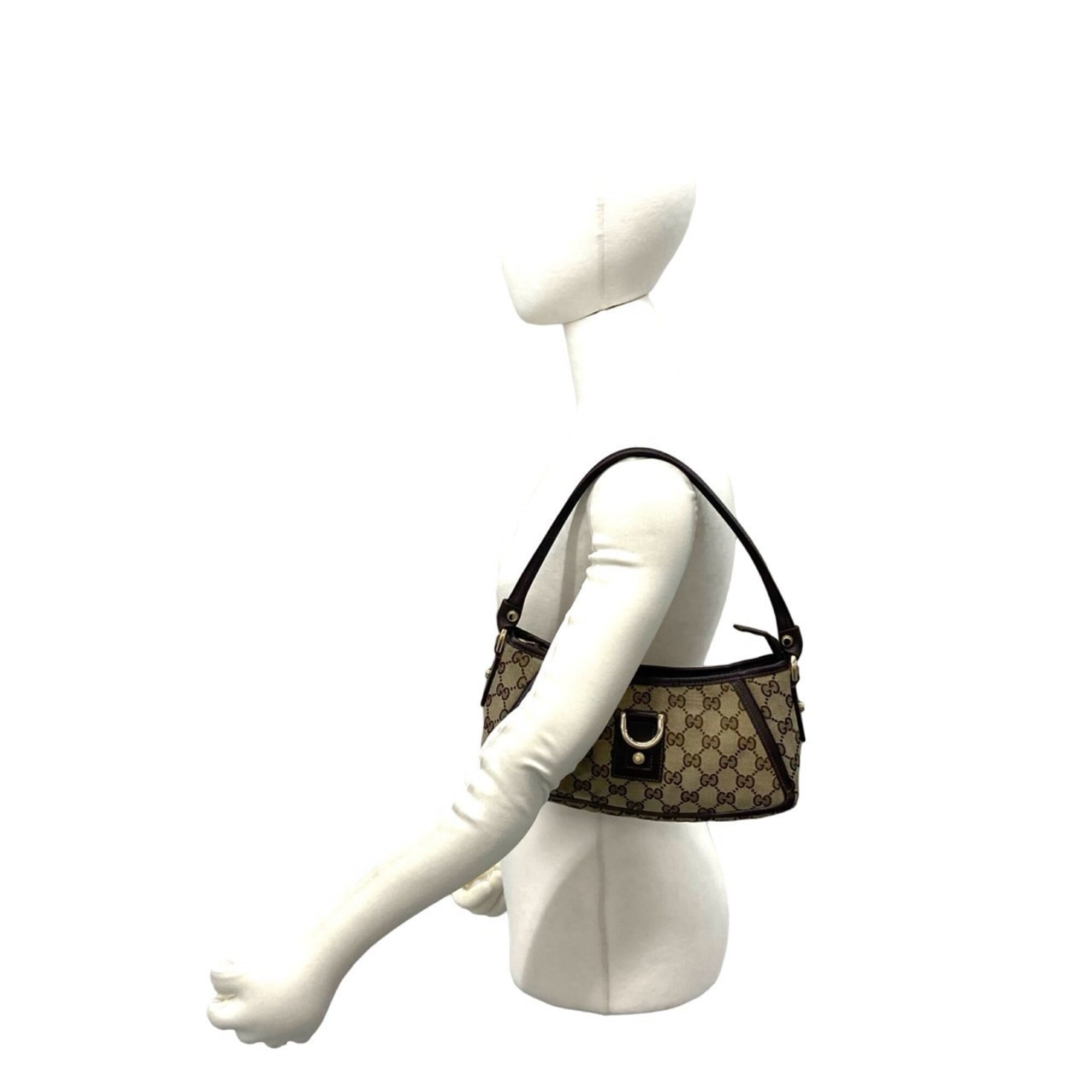 Gucci Brown Canvas Leather Handbag Shoulder Bag (Pre-Owned)