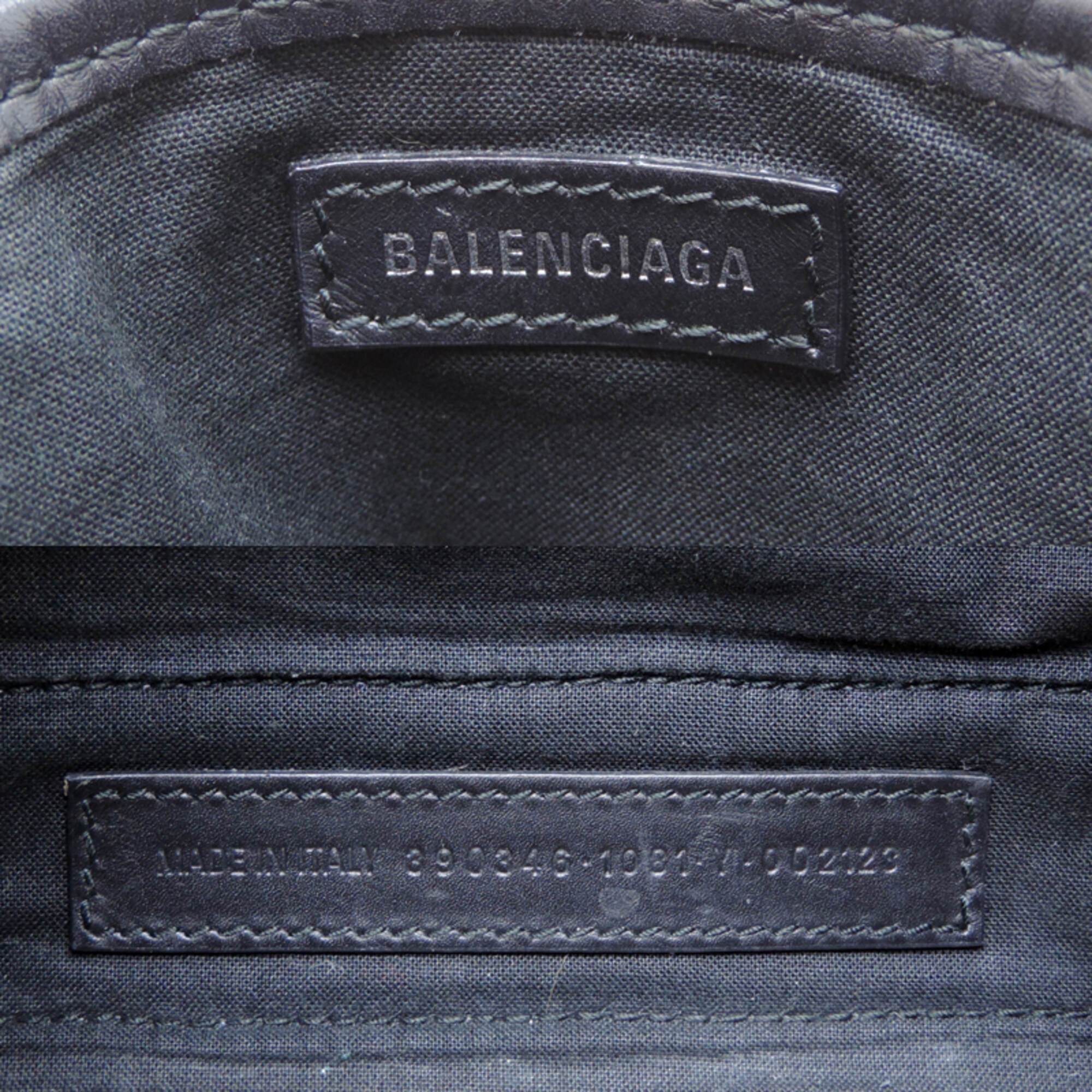 Balenciaga Black White Canvas Leather Handbag Pouch (Pre-Owned)