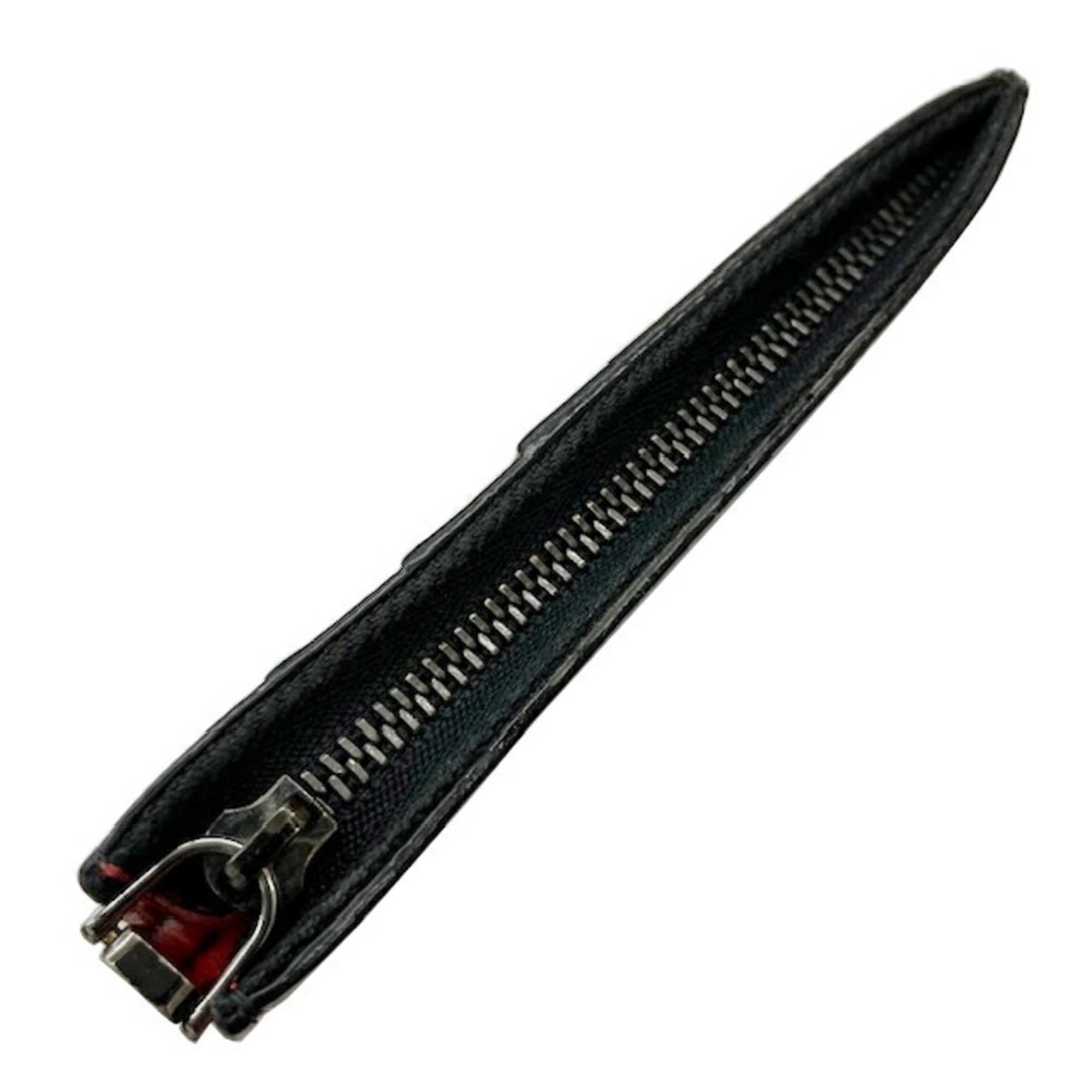 Christian Louboutin Black Red Color Leather Coin Purse/Coin Case (Pre-Owned)