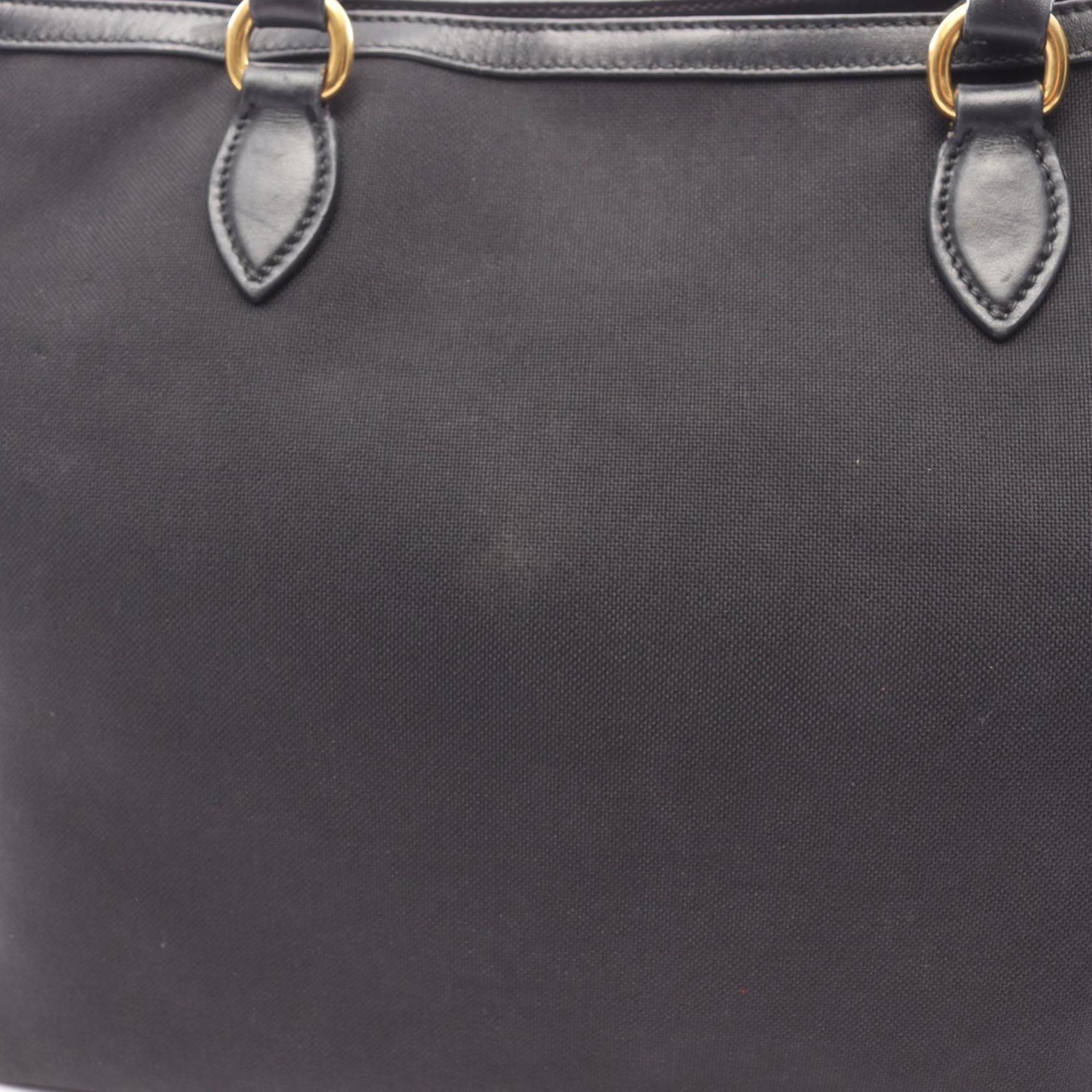 Prada Black Canvas Leather Tote Bag (Pre-Owned)