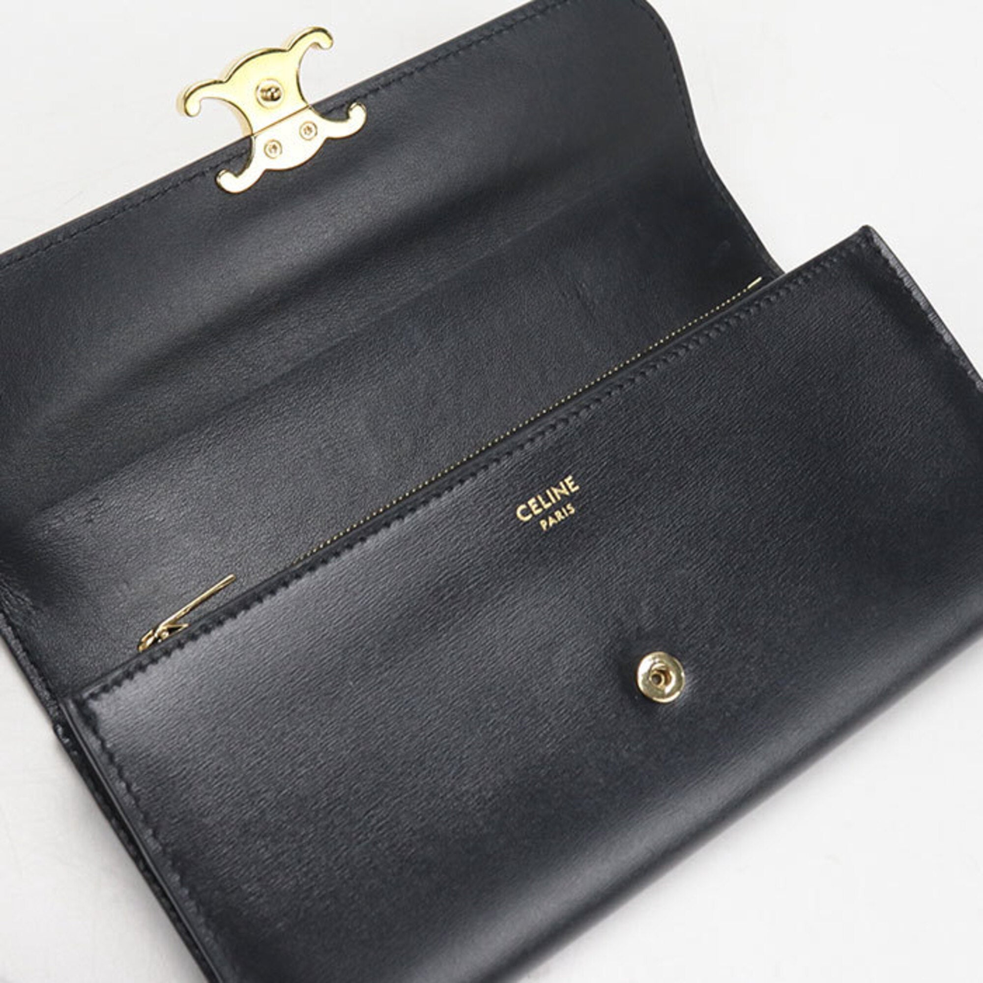 Celine Black Leather Long Wallet (Bi-Fold) (Pre-Owned)