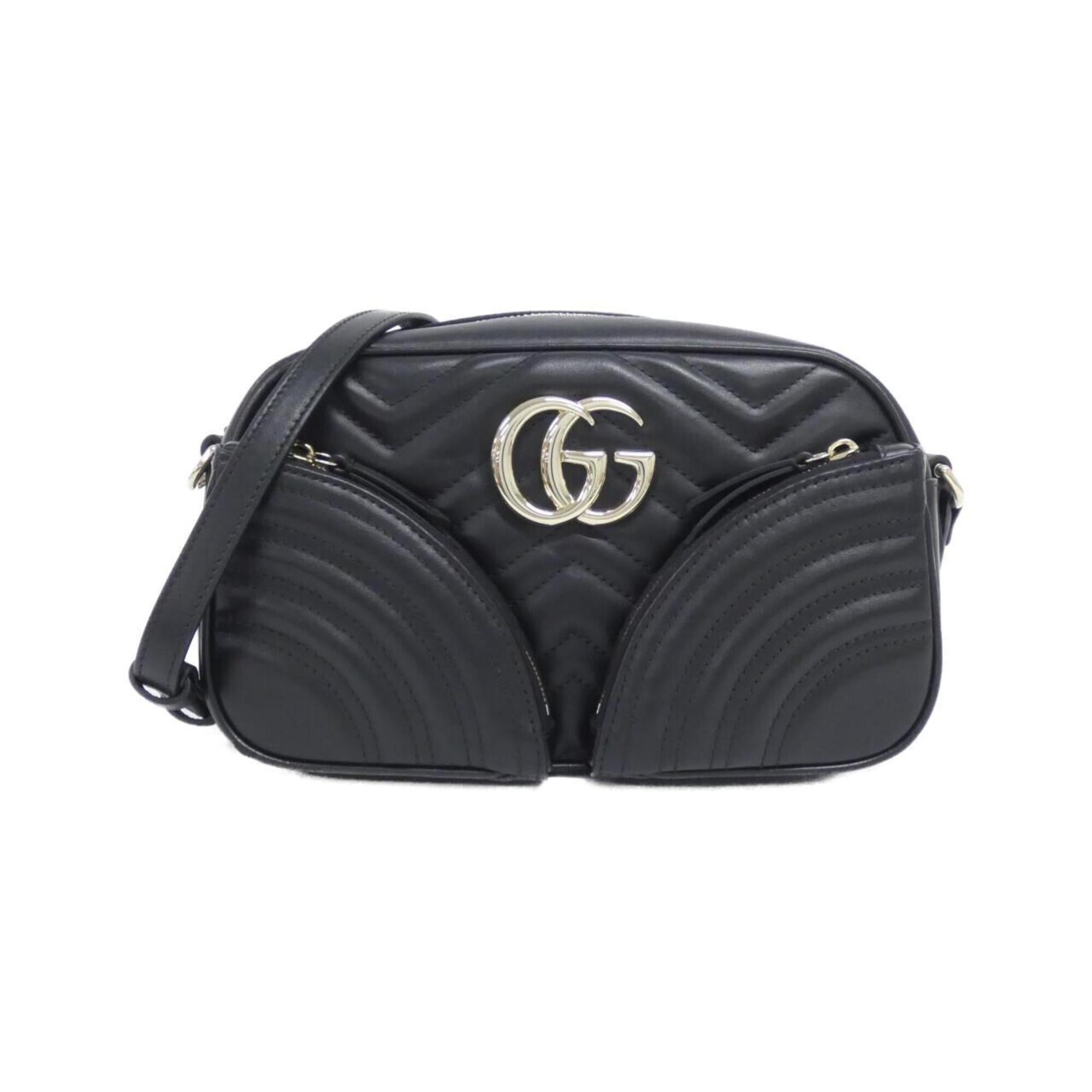 Gucci Gg Marmont Black Leather Shoulder Bag (Pre-Owned)