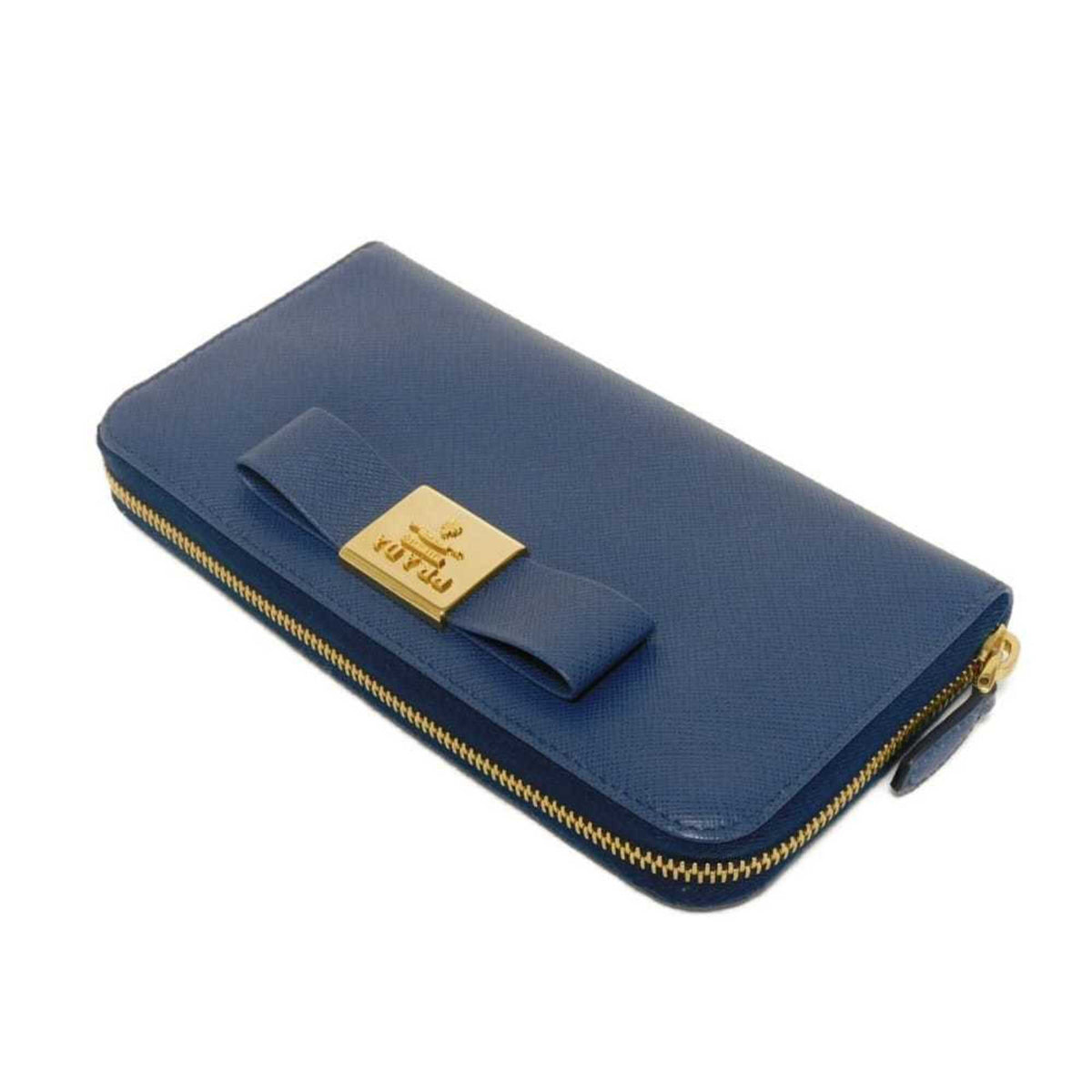 Prada Blue Saffiano Long Wallet (Bi-Fold) (Pre-Owned)