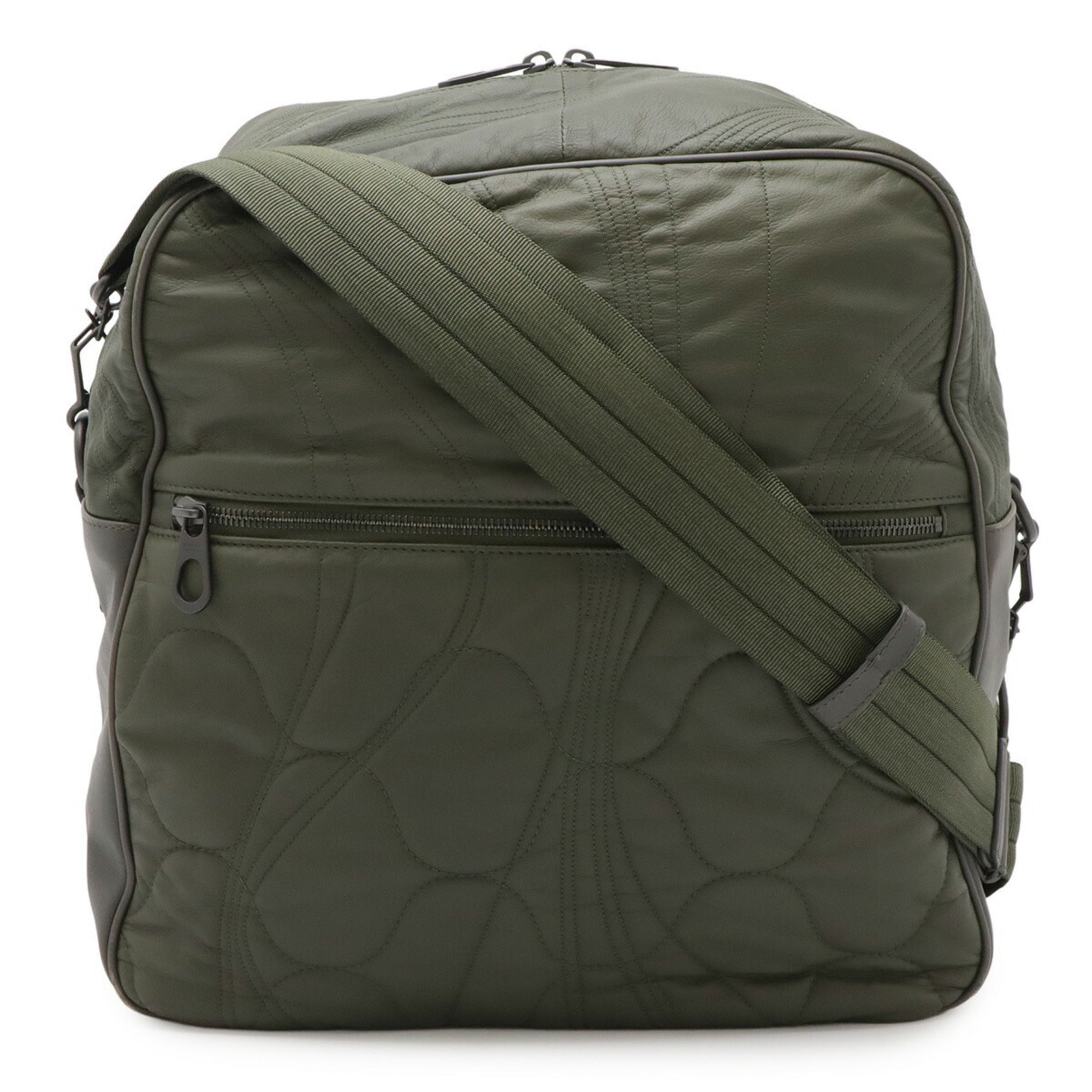 Bottega Veneta Green Khaki Leather Handbag Shoulder Bag (Pre-Owned)
