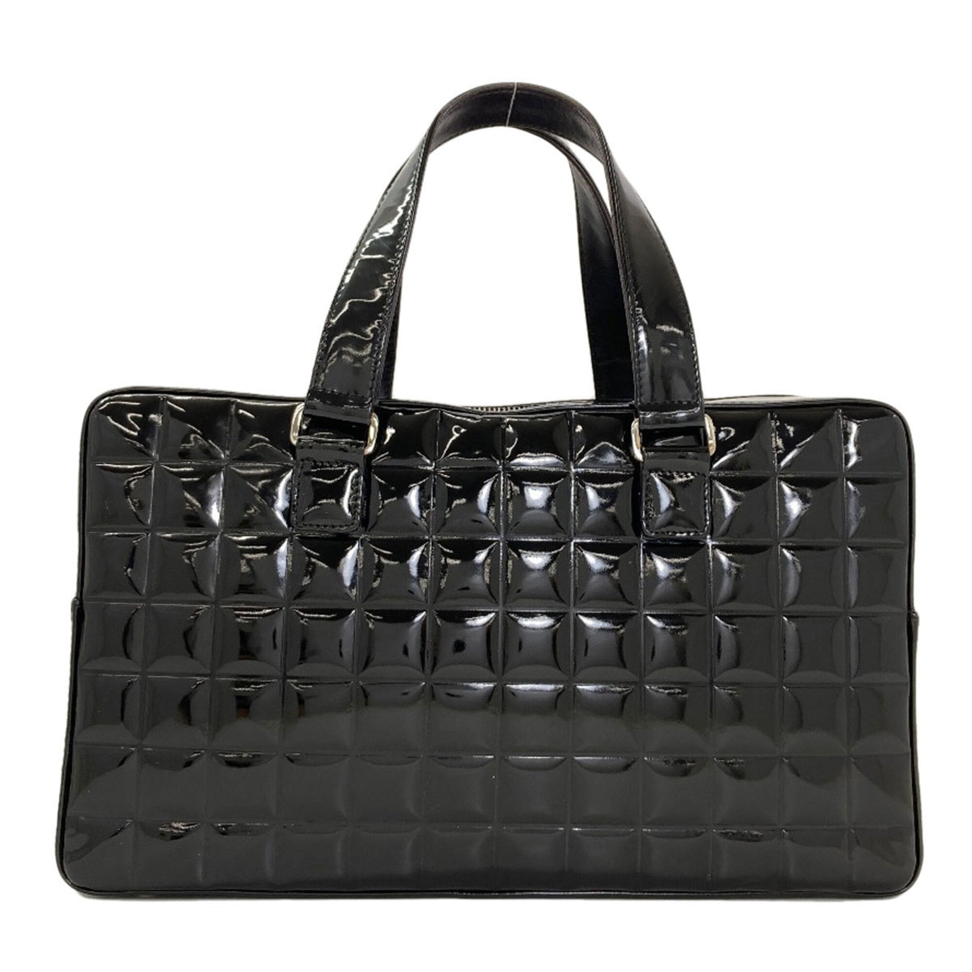 Chanel Chocolate Bar Black Patent Leather Tote Bag (Pre-Owned)