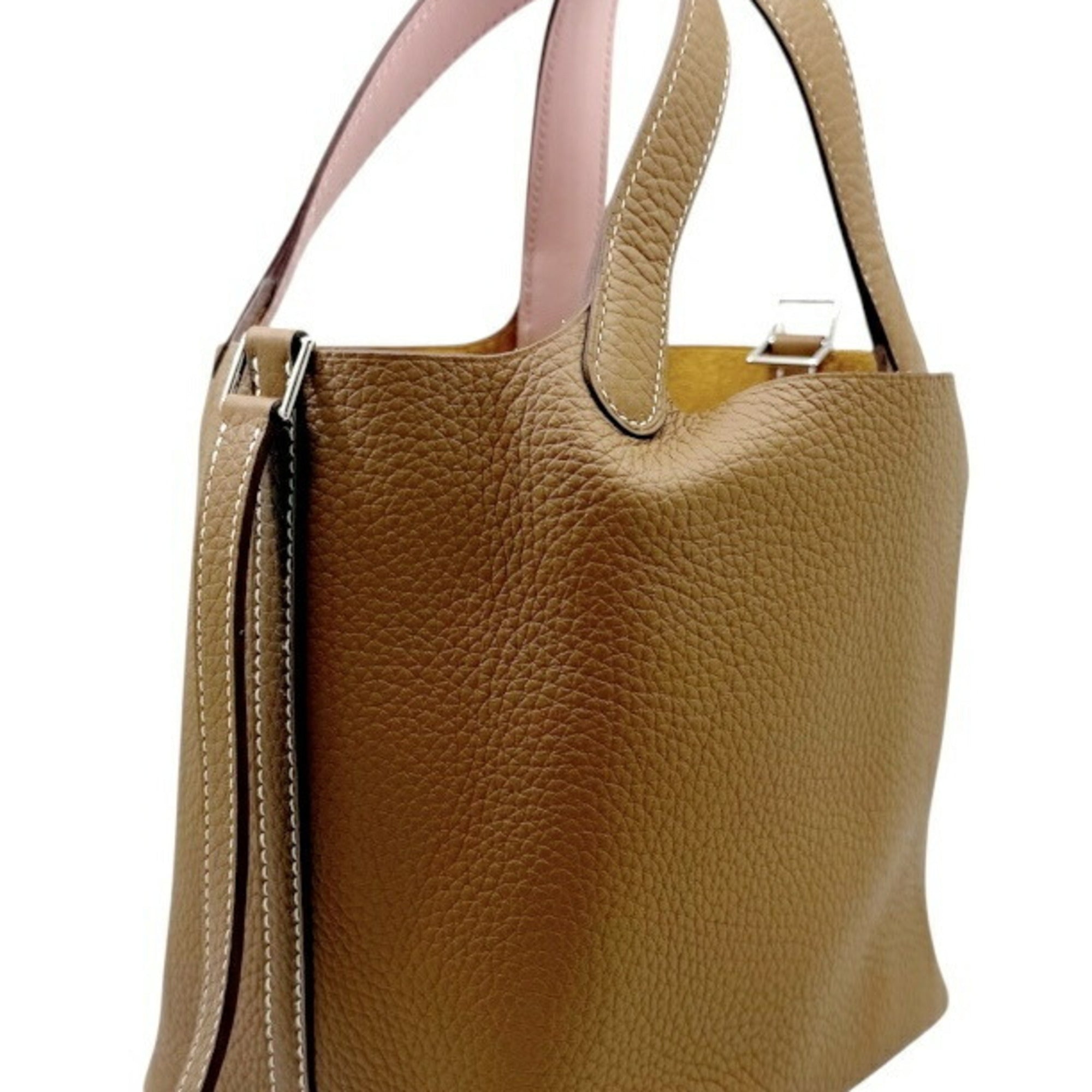 Hermes Gold Rose Sakura Taurillon Clemence Leather Handbag (Pre-Owned)