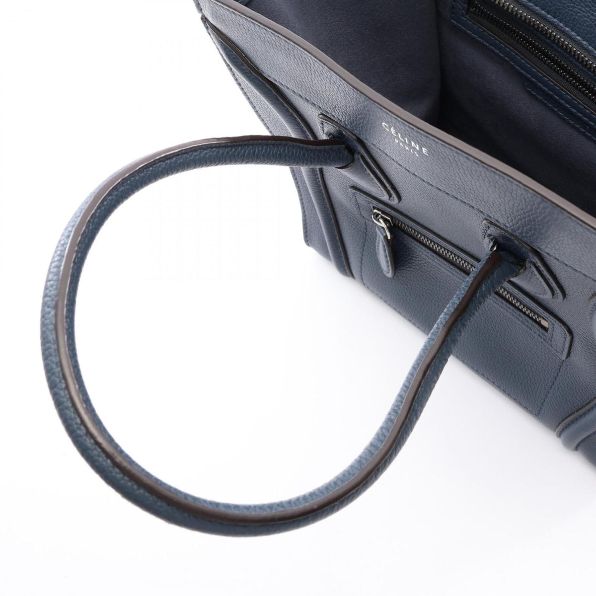 Celine Navy Leather Handbag Tote Bag (Pre-Owned)
