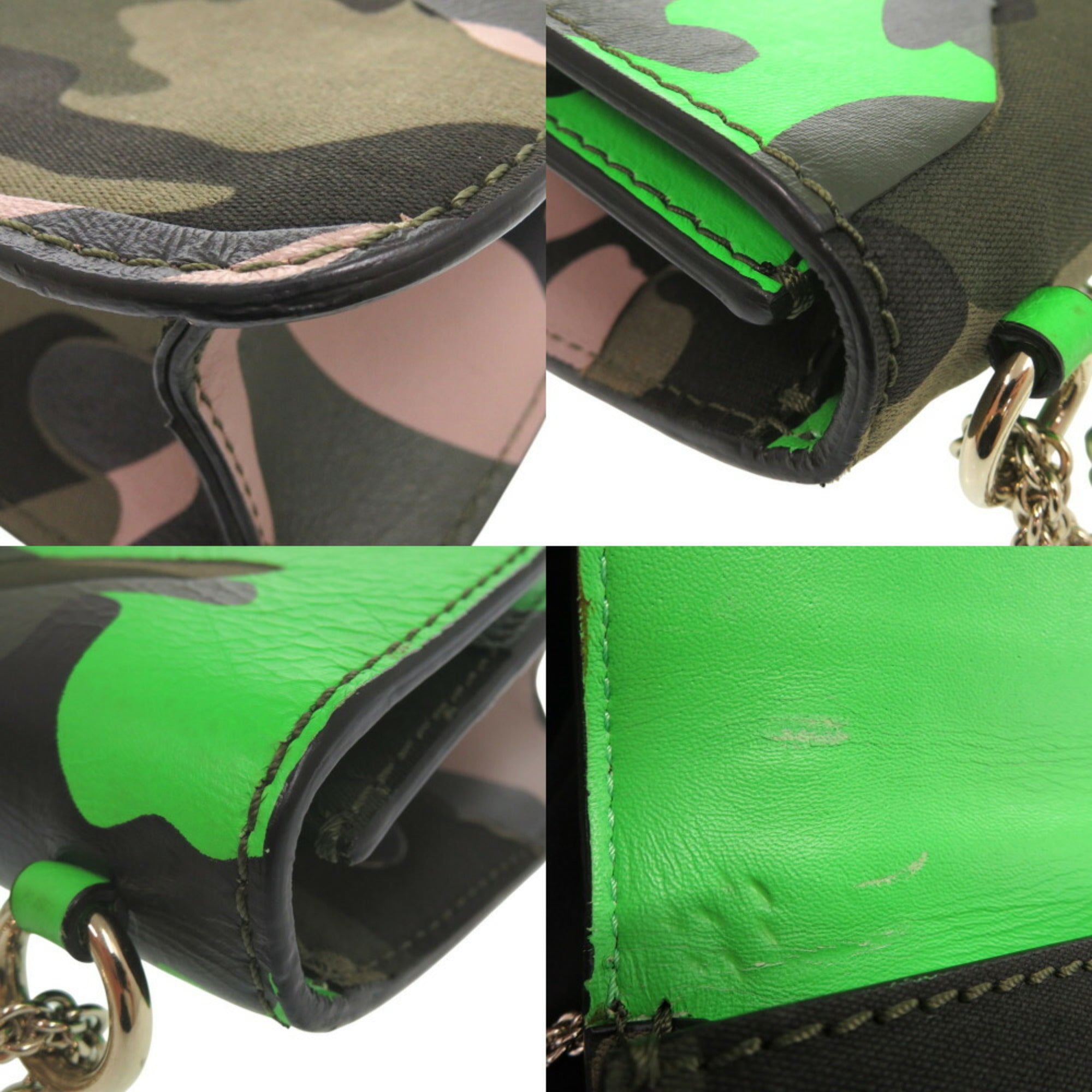 Valentino Garavani Camouflage Green Canvas Leather Shoulder Bag (Pre-Owned)