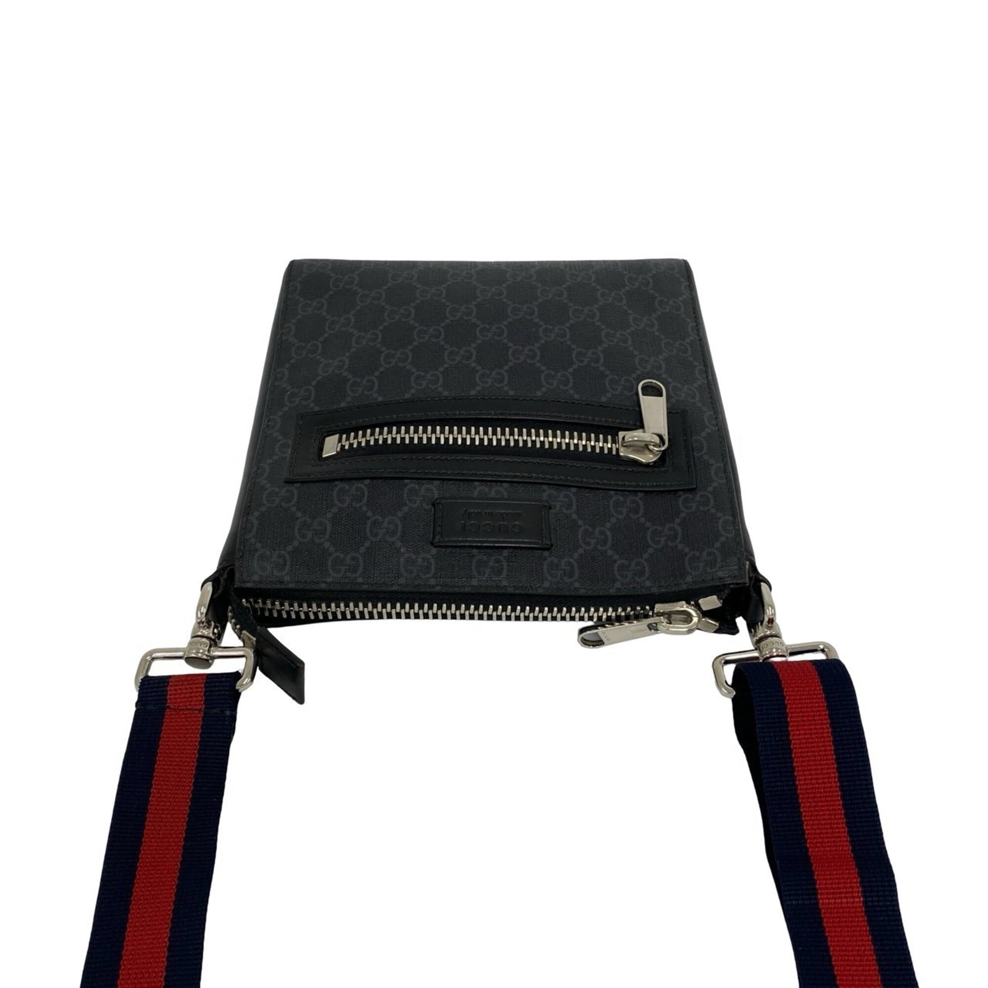 Gucci Black Navy Red Color Leather Elastane Shoulder Bag (Pre-Owned)
