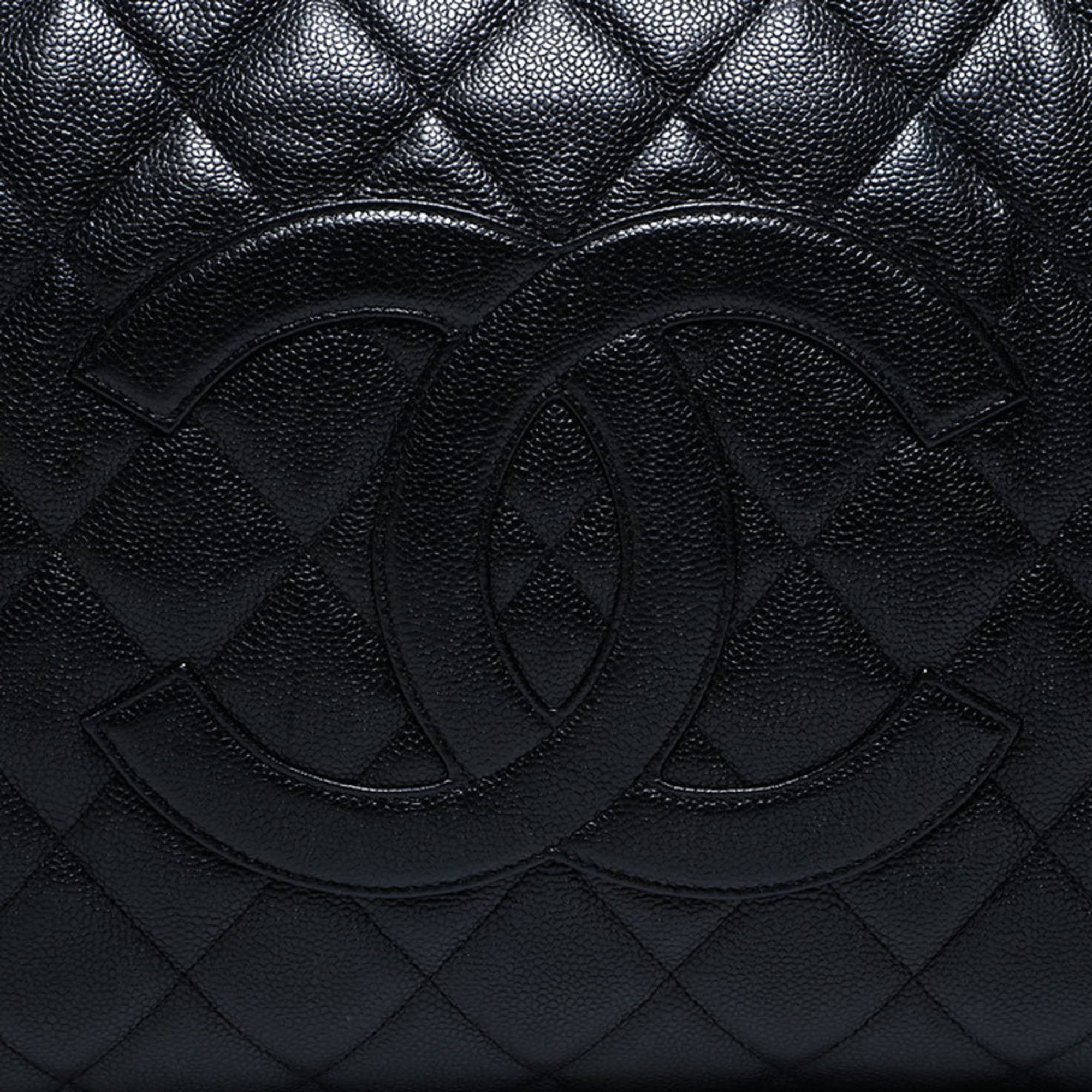 Chanel Matelasse Black Grained Calfskin Boston Bag (Pre-Owned)