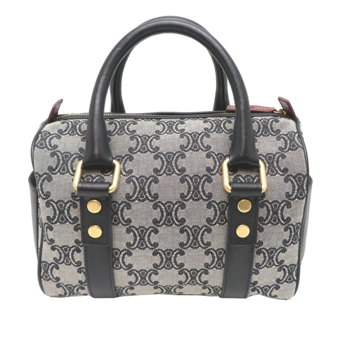 Celine Black Gray Leather Jacquard Boston Bag (Pre-Owned)