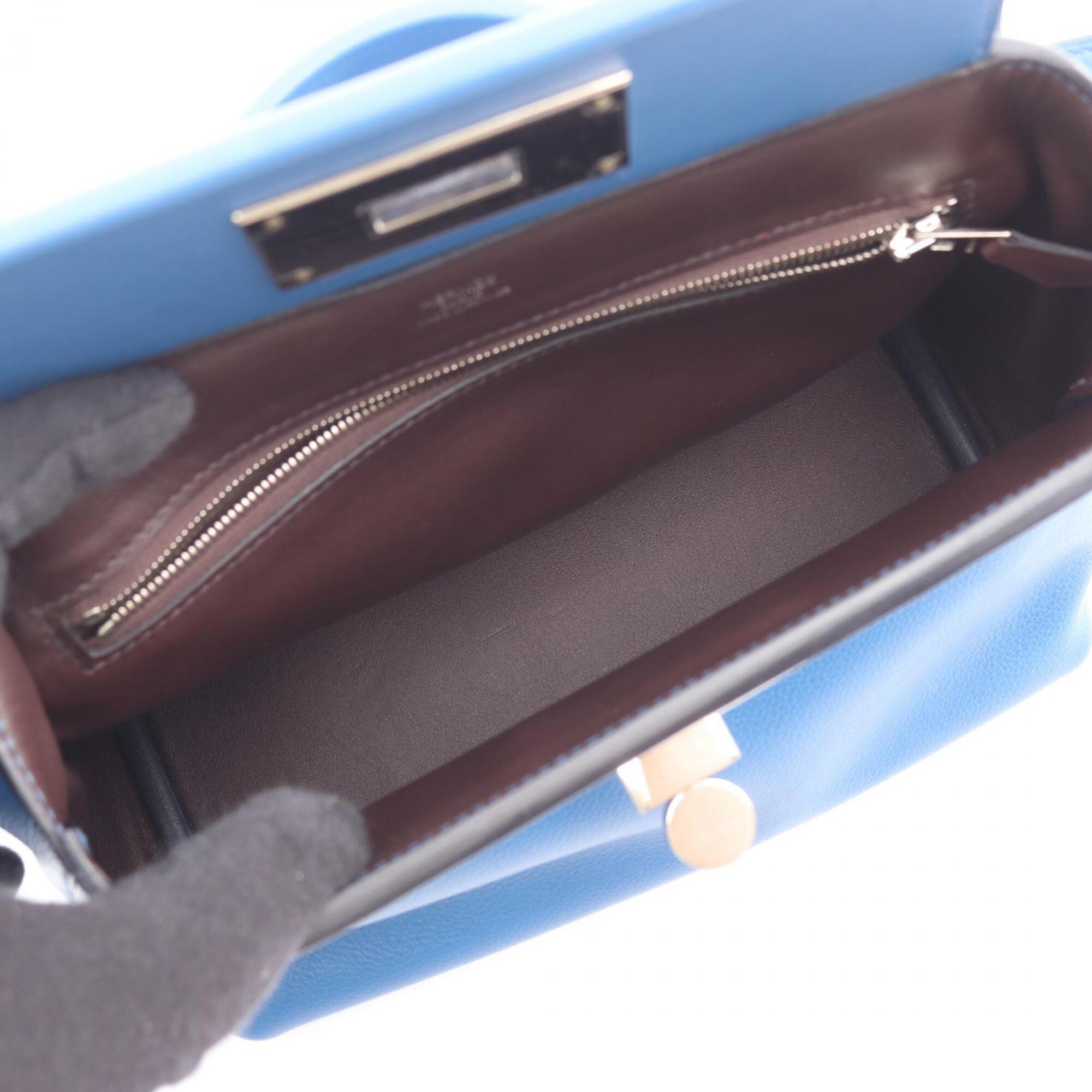 Hermes Blue Brown Swift Leather Evercalf Leather Handbag (Pre-Owned)