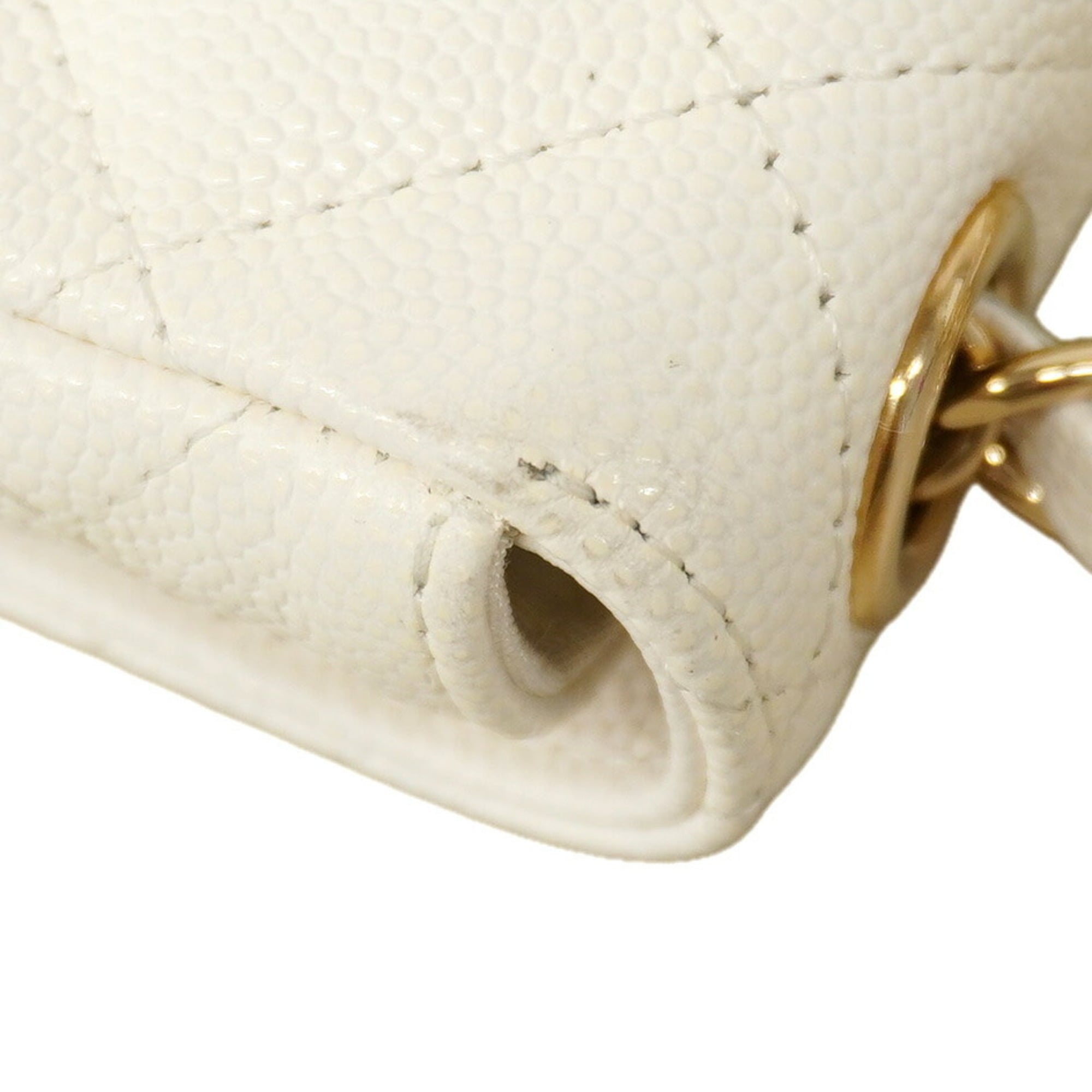 Chanel White Grained Calfskin Pochette (Pre-Owned)