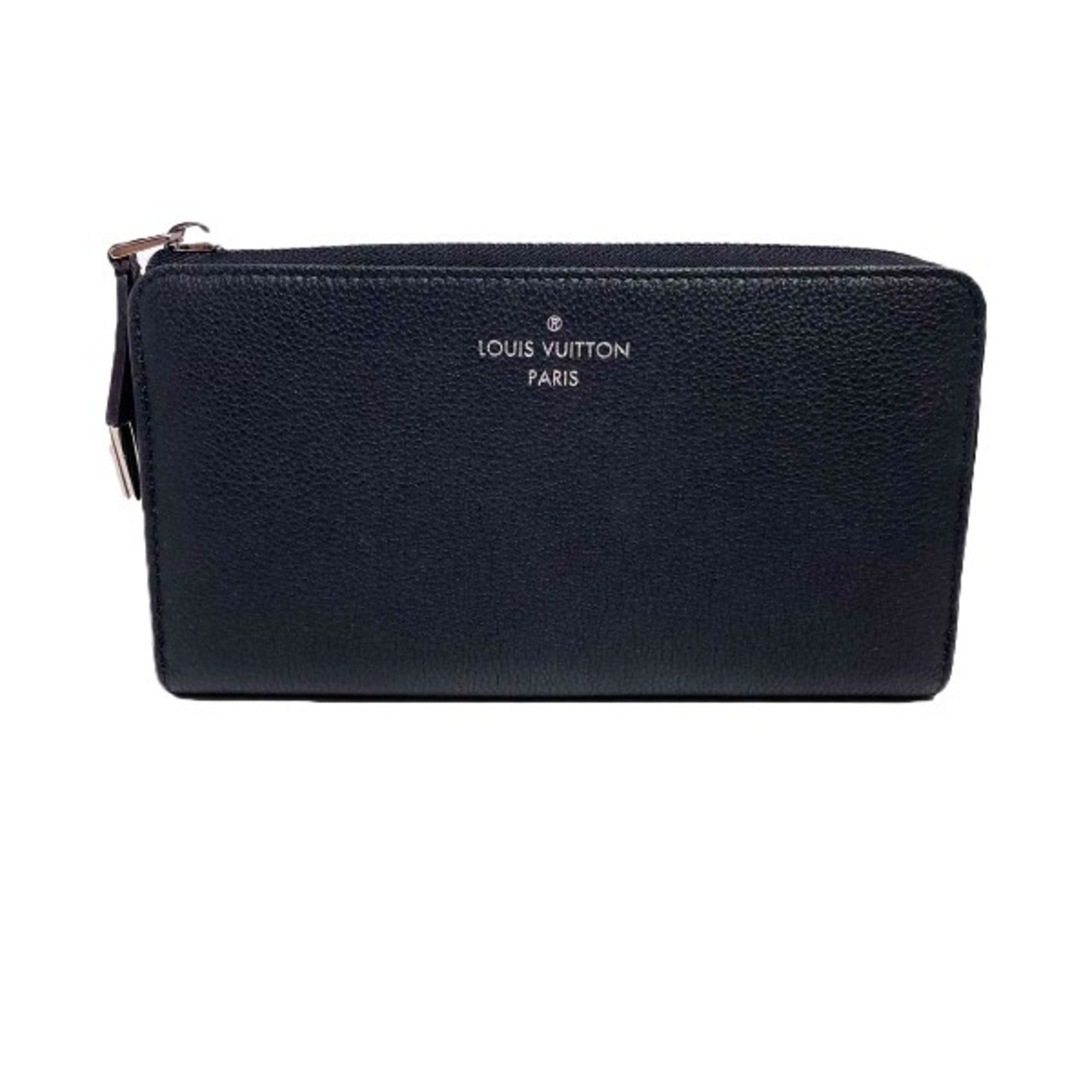 Louis Vuitton Noir Leather Long Wallet (Bi-Fold) (Pre-Owned)