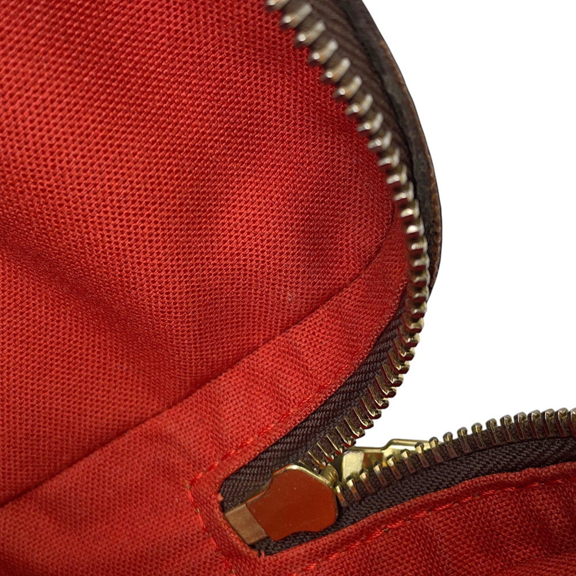 Louis Vuitton Brown Damier Canvas Ebene Exotic Leather Handbag Pouch Shoulder Bag Sling Bag (Pre-Owned)