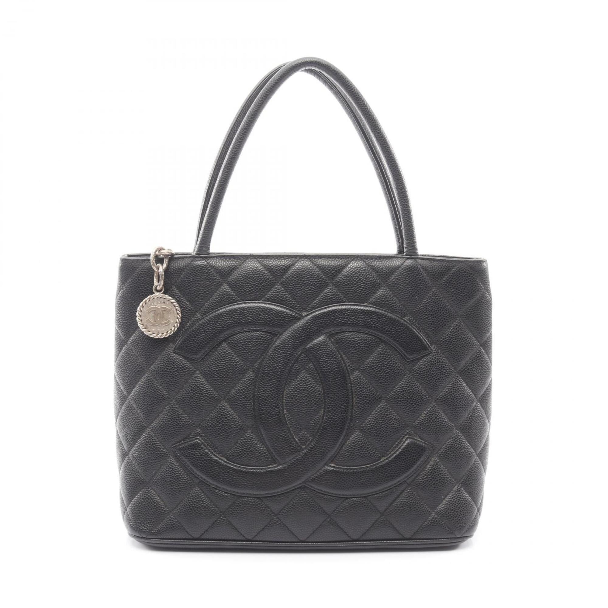 Chanel Black Grained Calfskin Handbag Tote Bag (Pre-Owned)