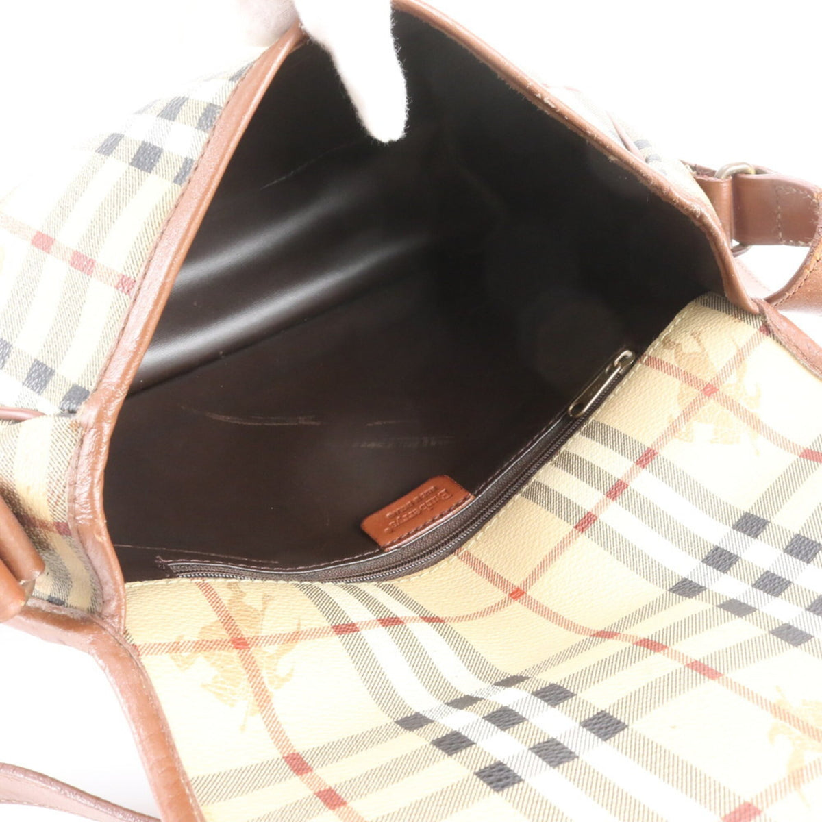Burberry Beige Leather Coated Canvas Crossbody Bag Shoulder Bag (Pre-Owned)