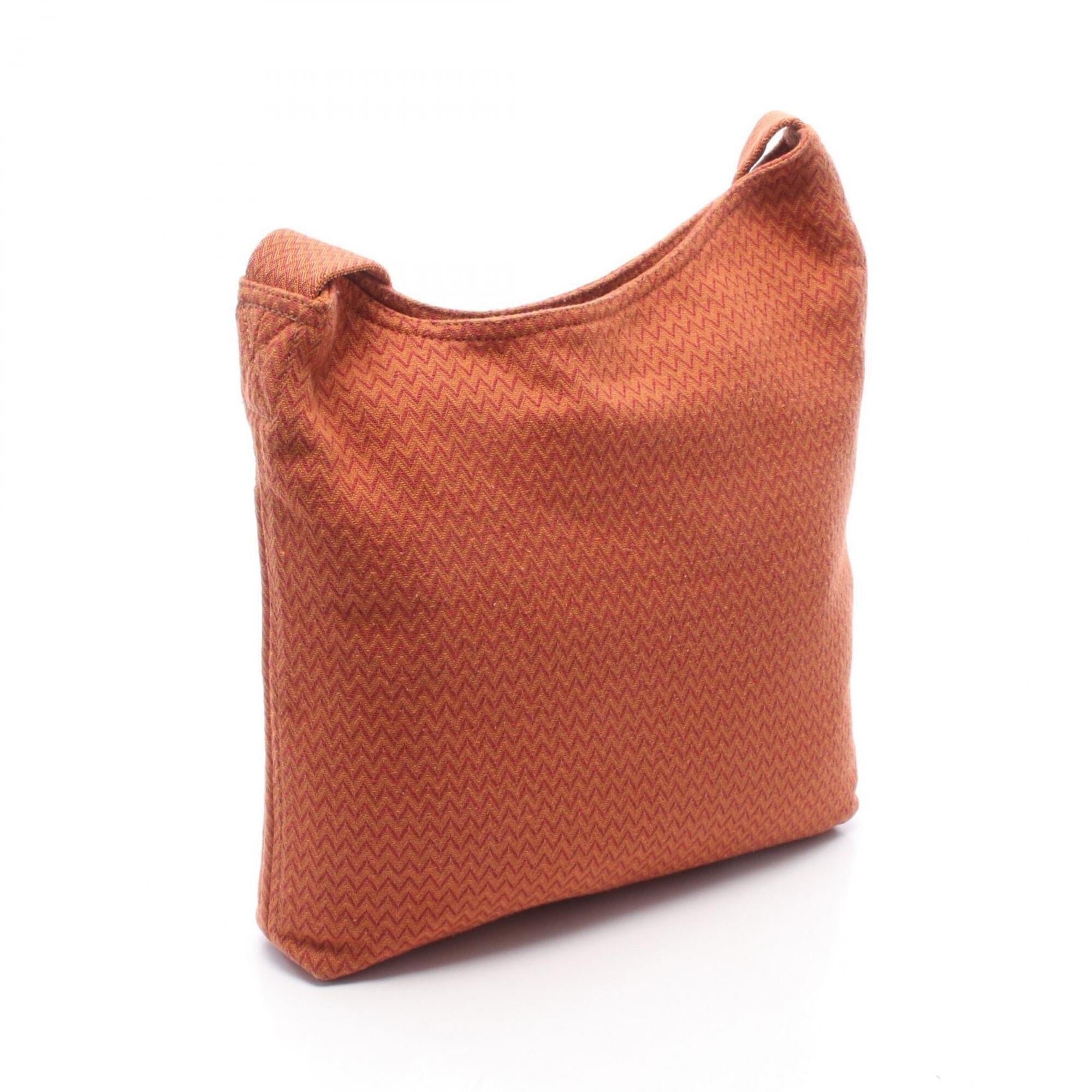 Hermes Brown Orange Red Color Canvas Handbag Shoulder Bag (Pre-Owned)