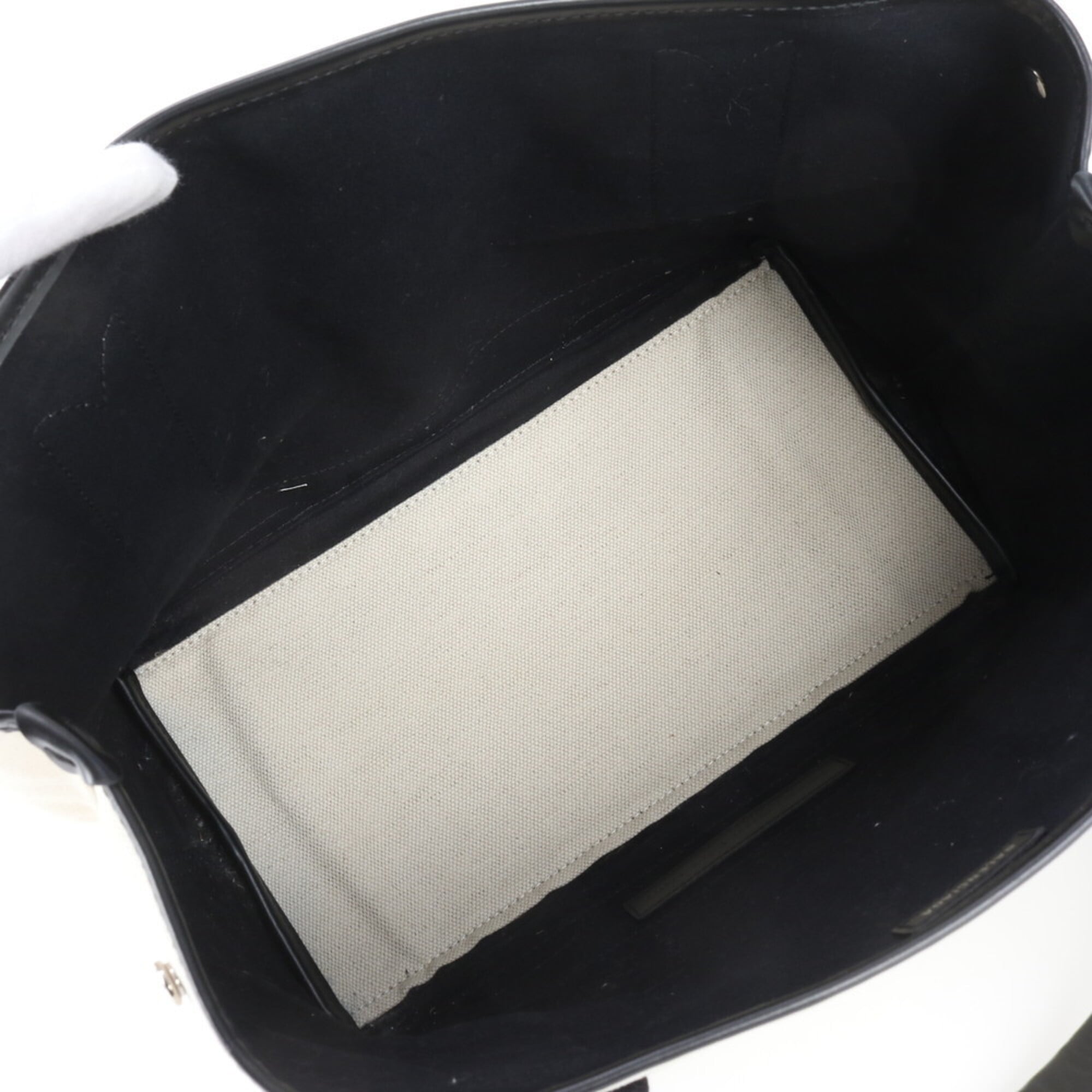 Balenciaga Black White Leather Canvas Handbag Shoulder Bag Tote Bag (Pre-Owned)