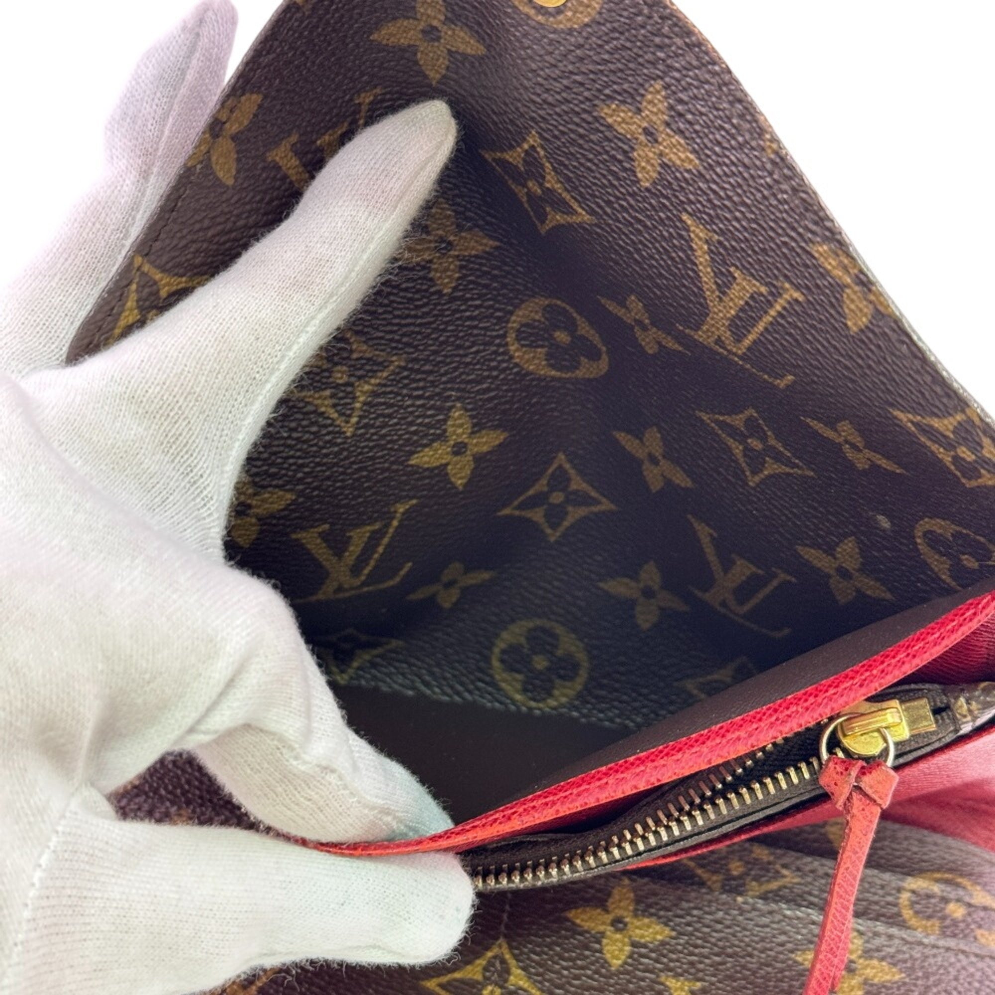 Louis Vuitton Monogram Brown Monogram Red Color Monogram Long Wallet (Bi-Fold) (Pre-Owned)