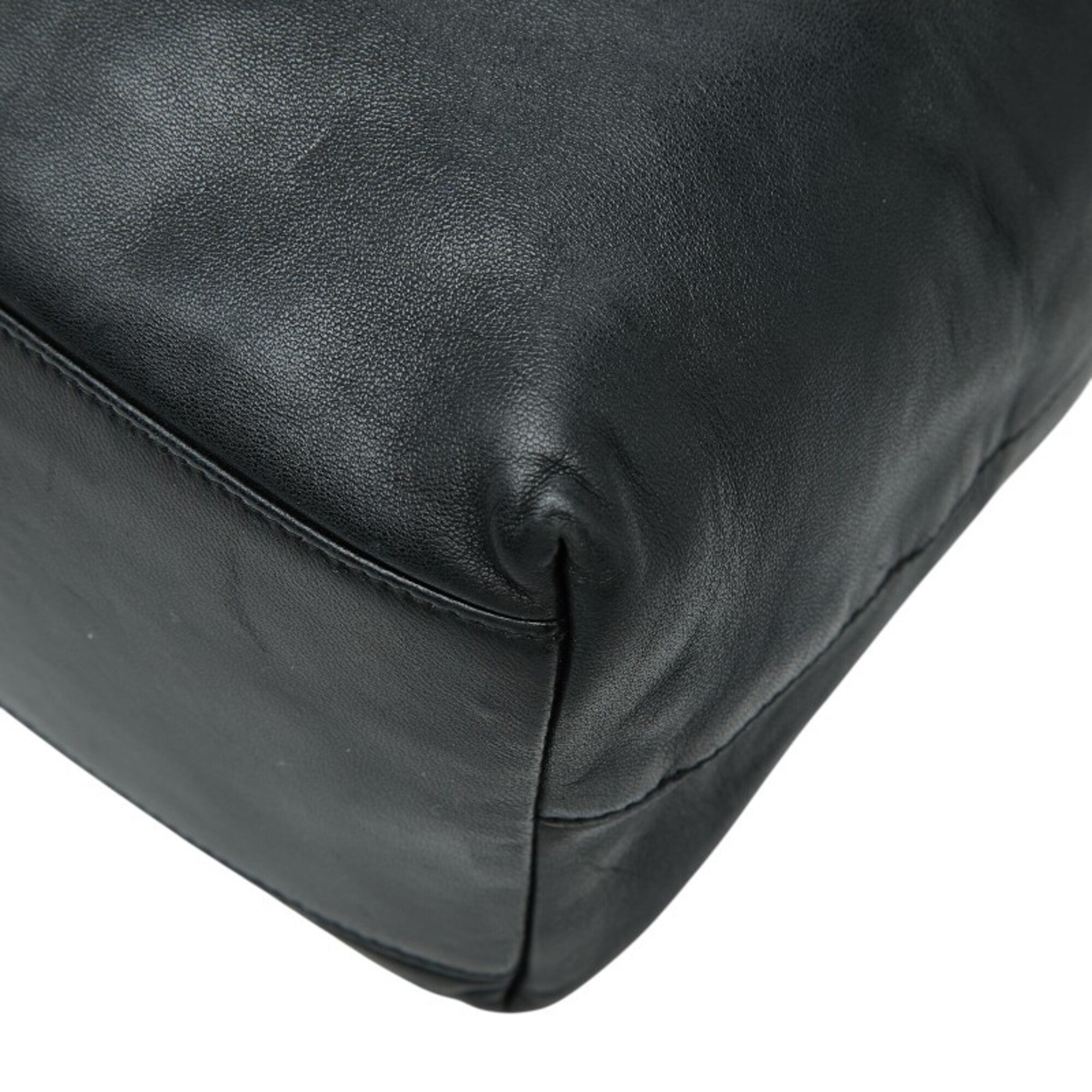 Prada Black Leather Plastic Handbag Tote Bag (Pre-Owned)