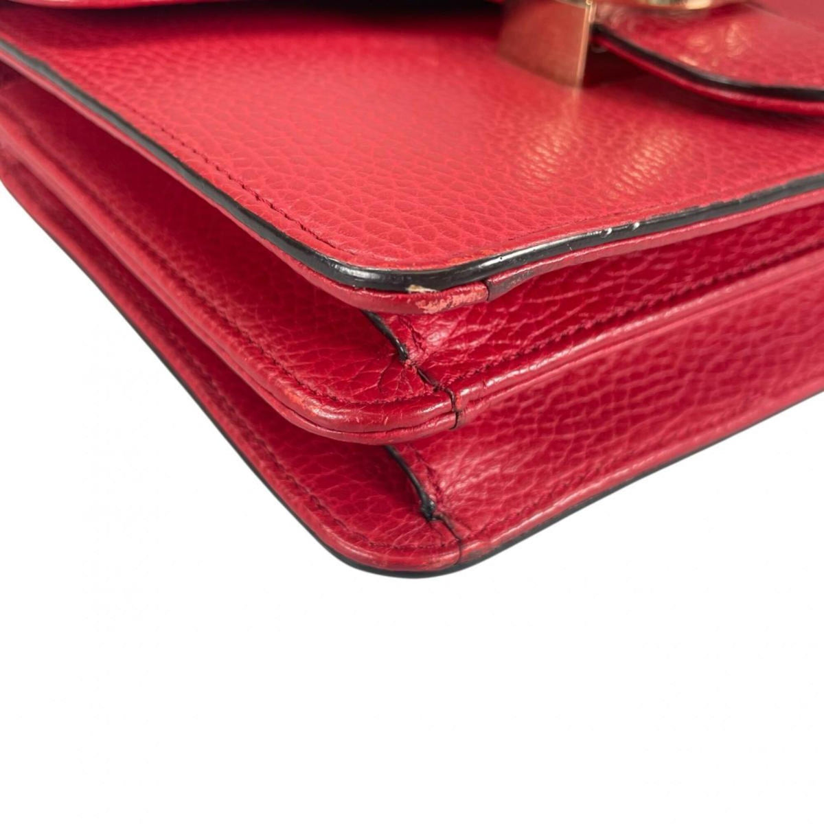 Gucci Red Color Leather Shoulder Bag (Pre-Owned)