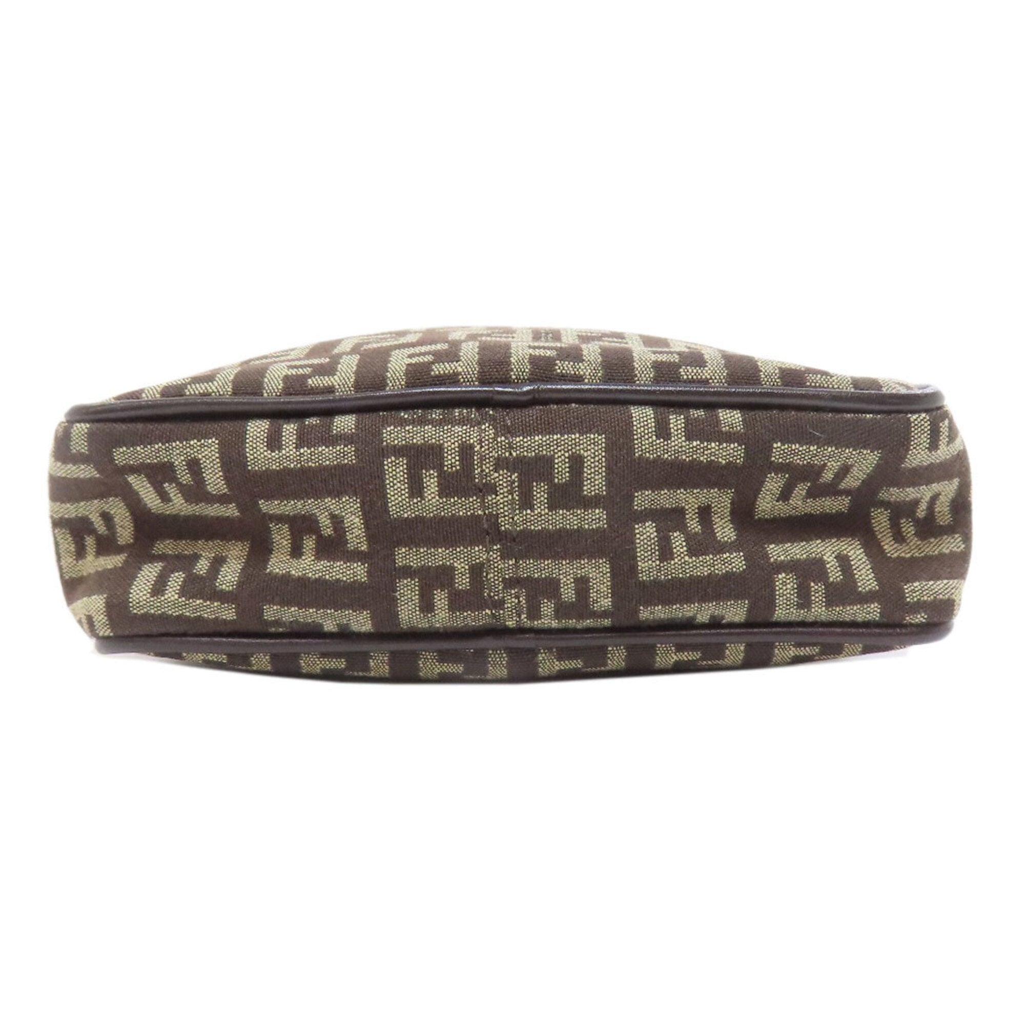Fendi Dark Brown Canvas Shoulder Bag (Pre-Owned)