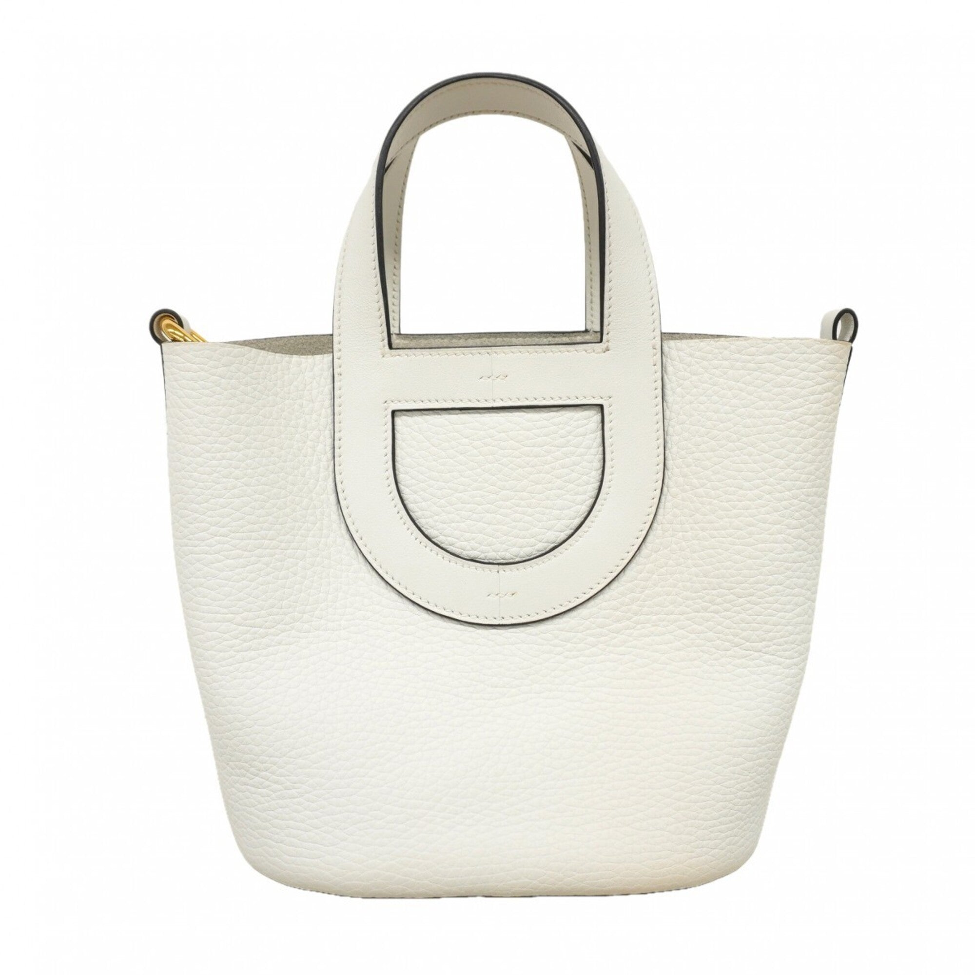 Hermes White Taurillon Clemence Leather Handbag (Pre-Owned)